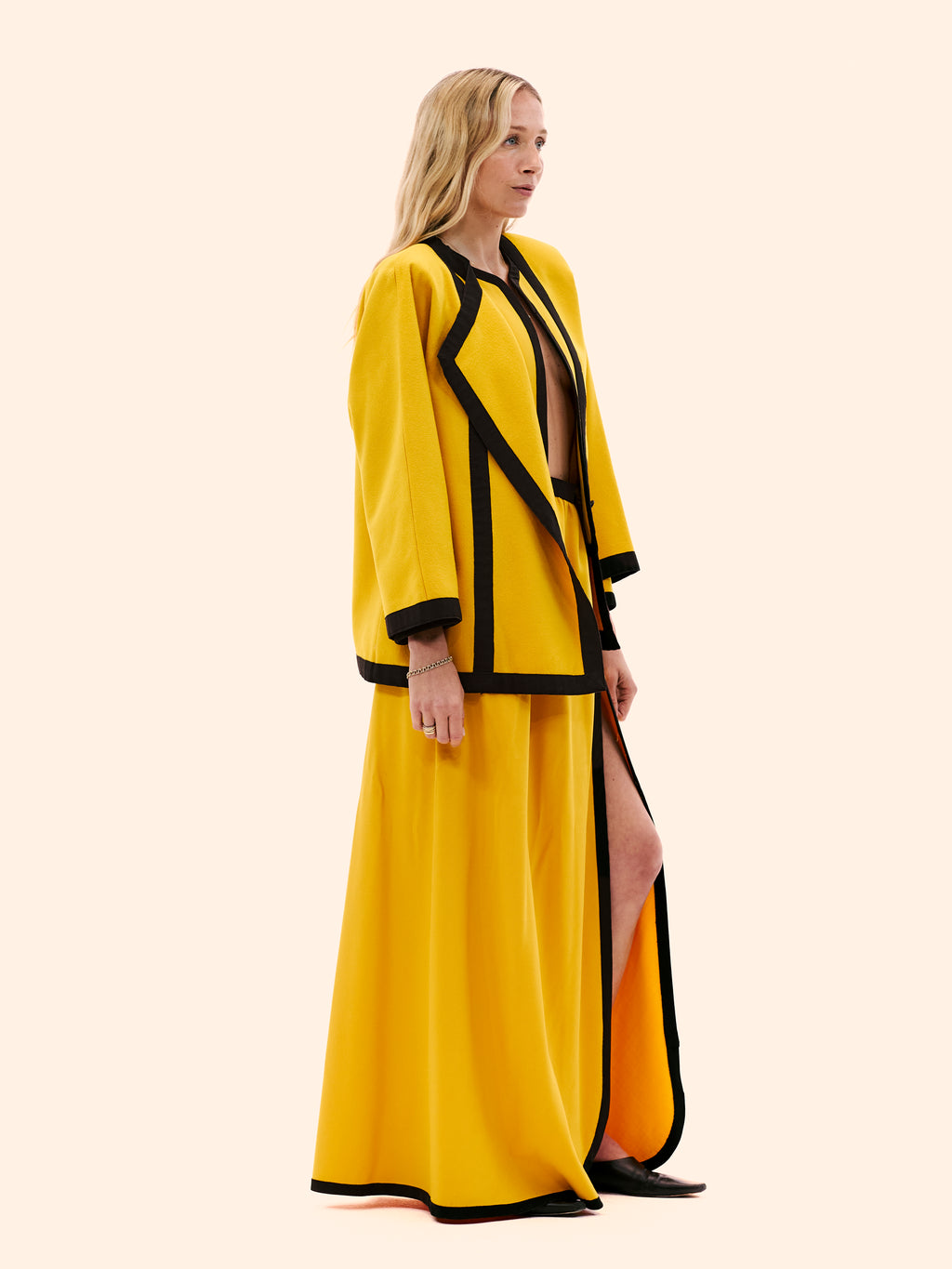 1980 EMANUEL UNGARO HAUTE COUTURE YELLOW THREE PIECE ENSEMBLE