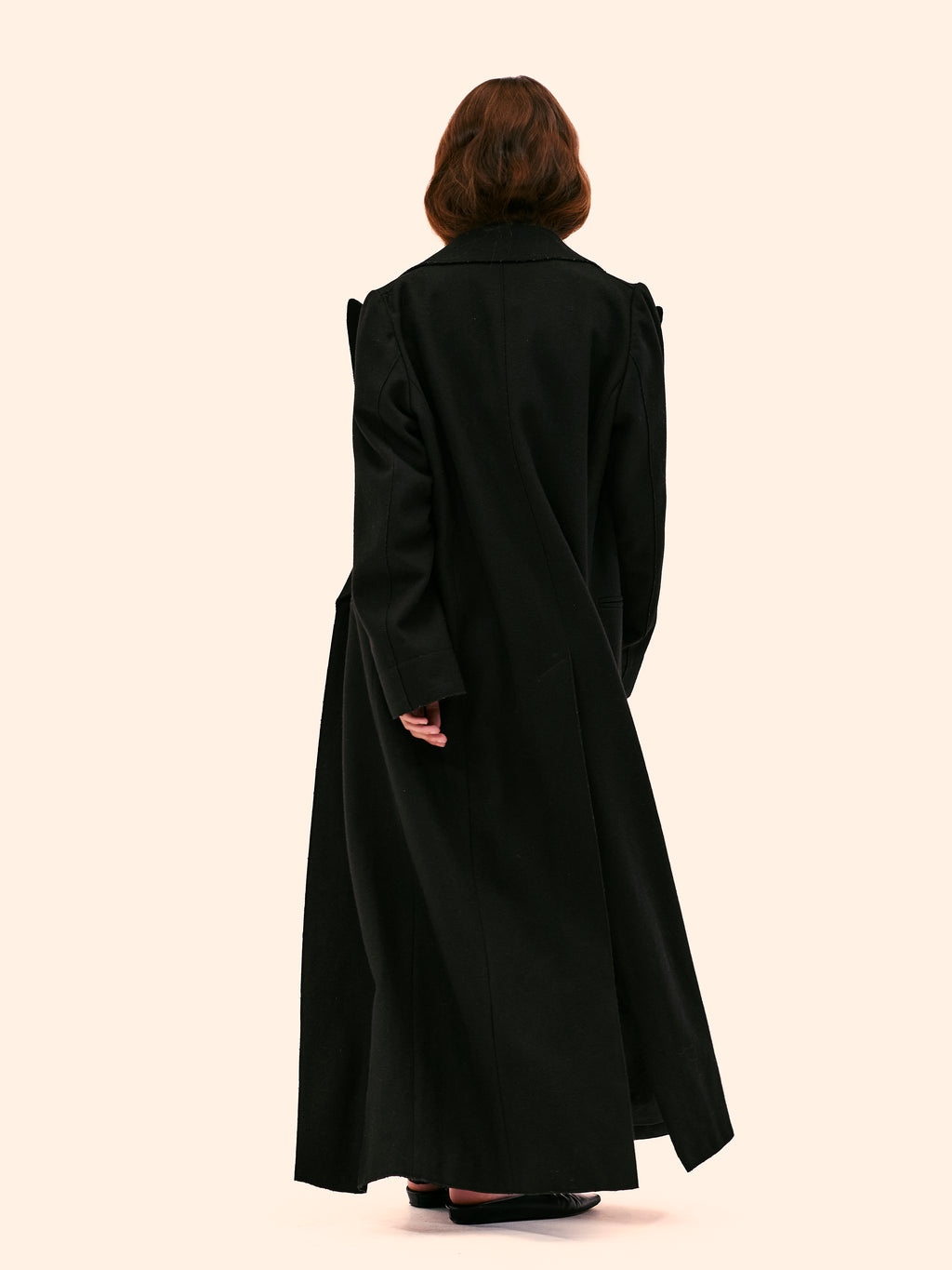 1998 MARGIELA LONG BLACK DOUBLE-BREASTED COAT