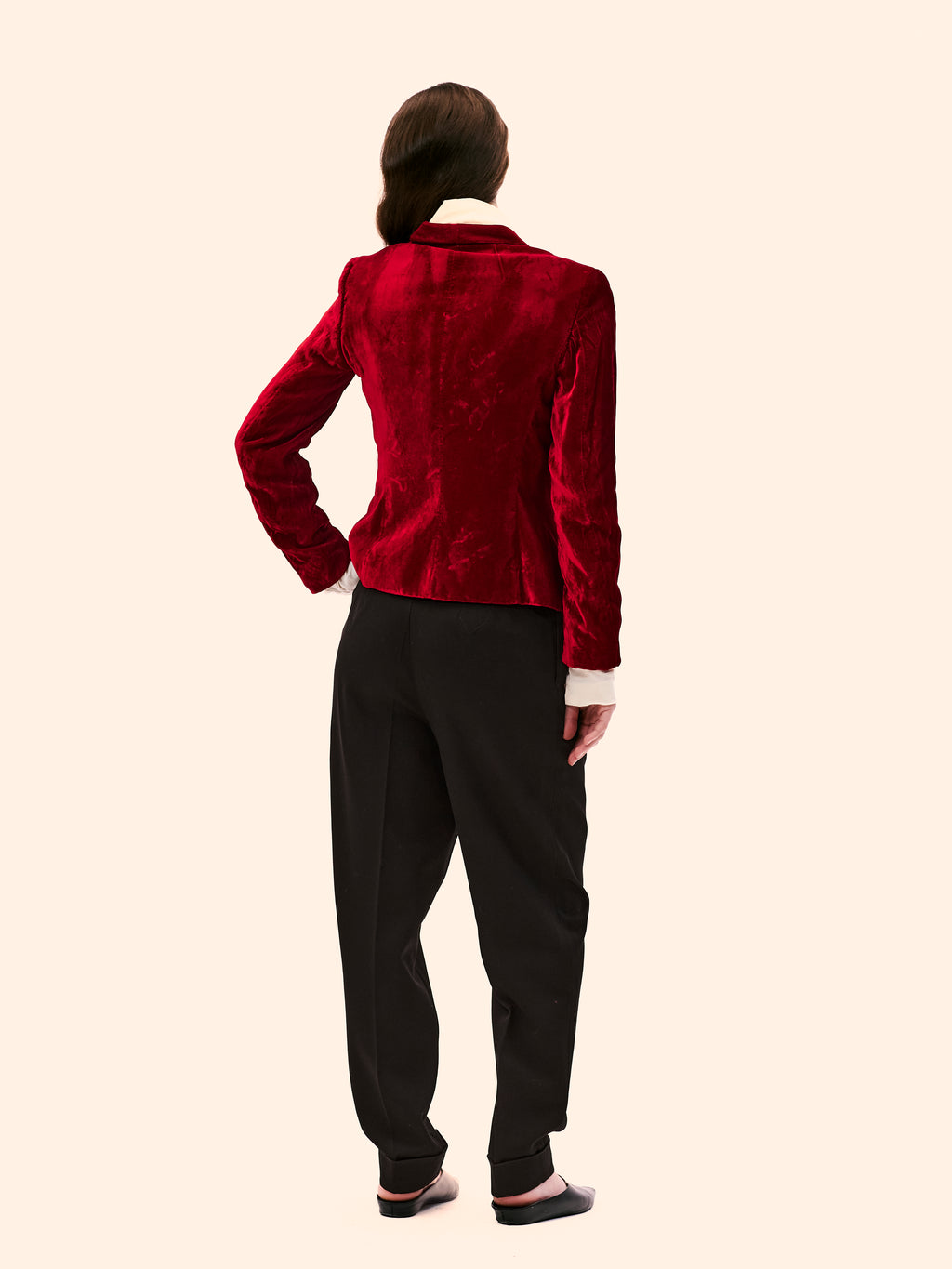 AW99-00 GUCCI BY TOM FORD RED VELVET SHAWL COLLAR JACKET