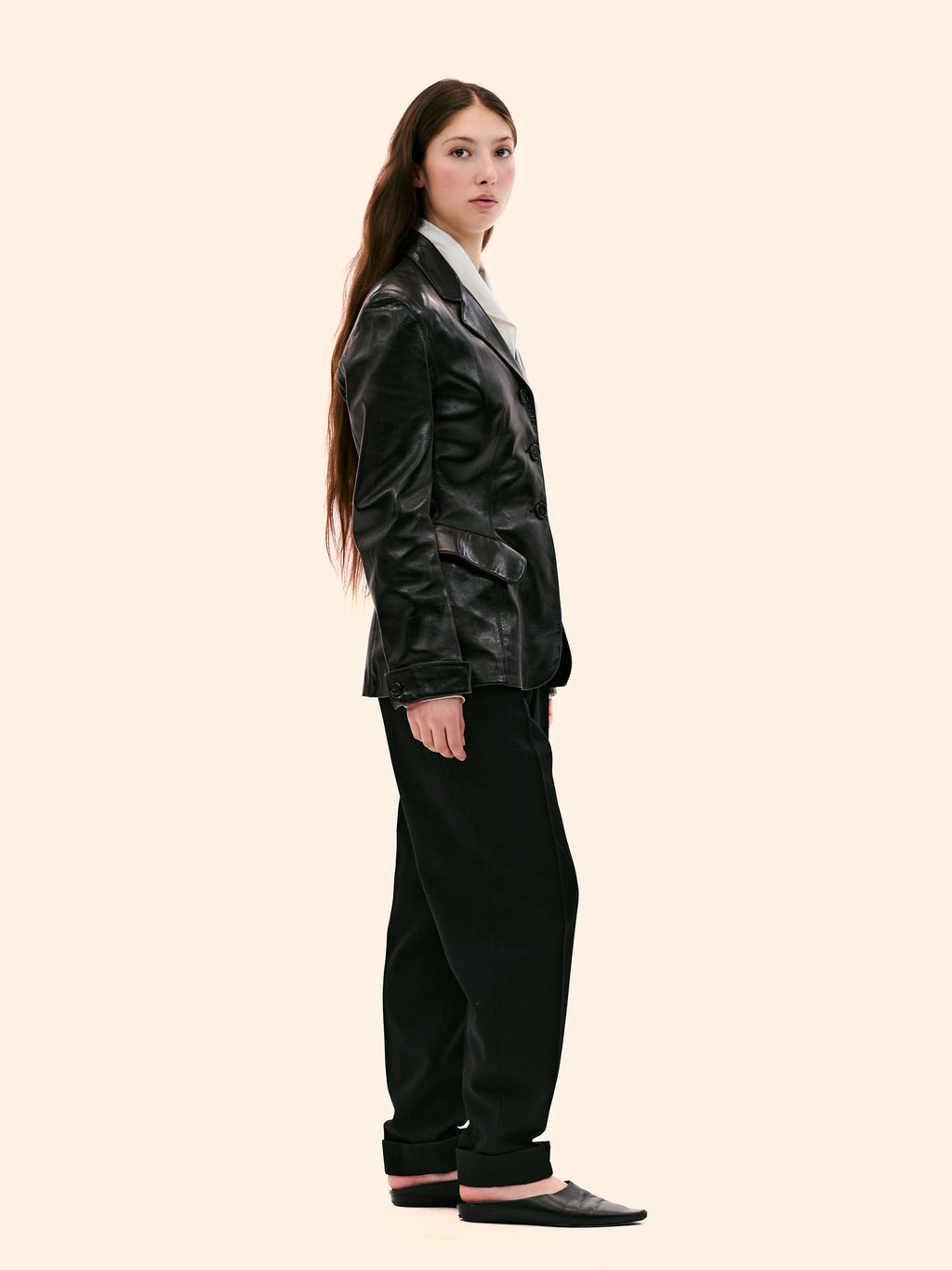 1990 ALAIA BLACK LEATHER BLAZER