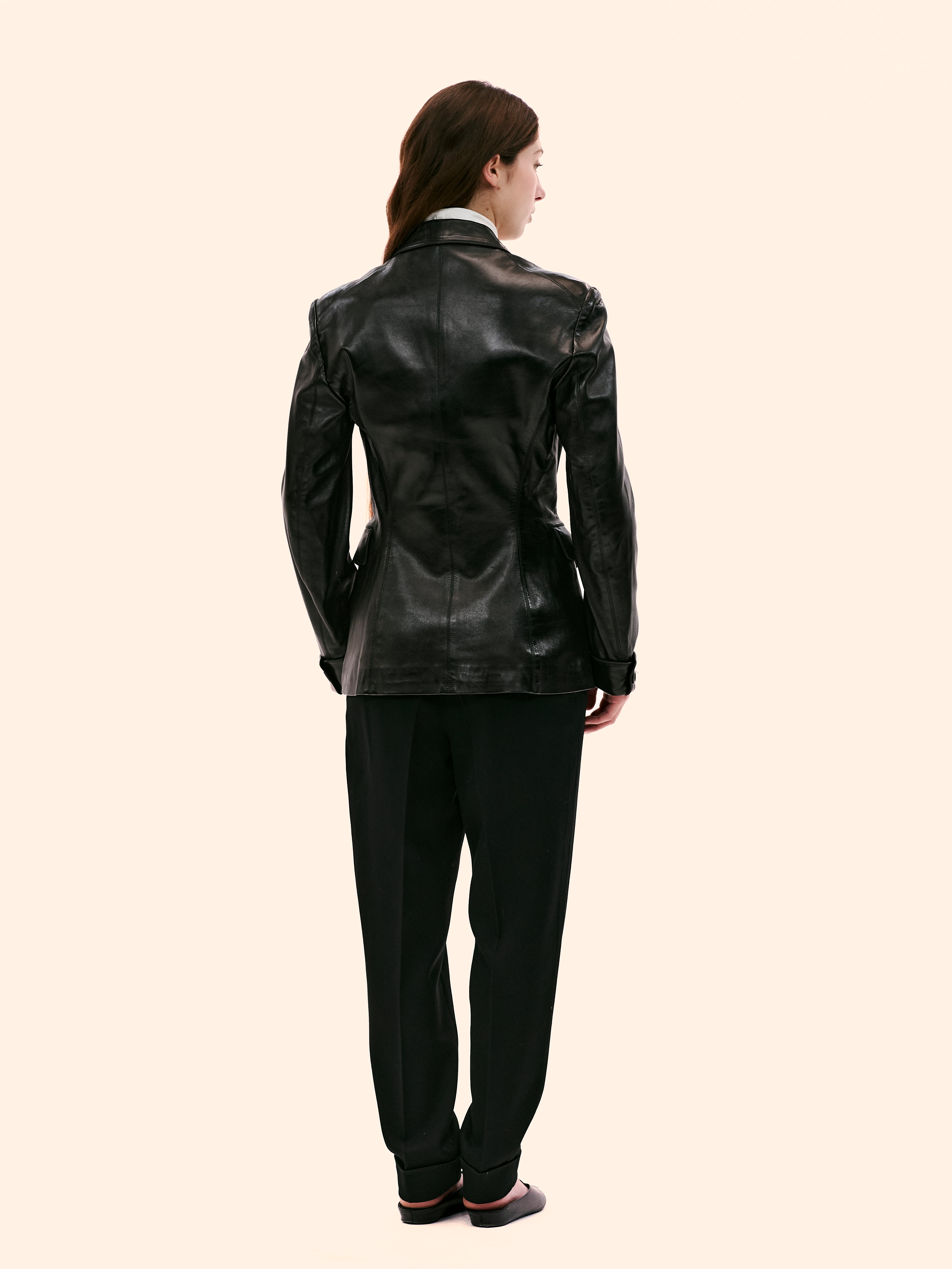1990 ALAIA BLACK LEATHER BLAZER