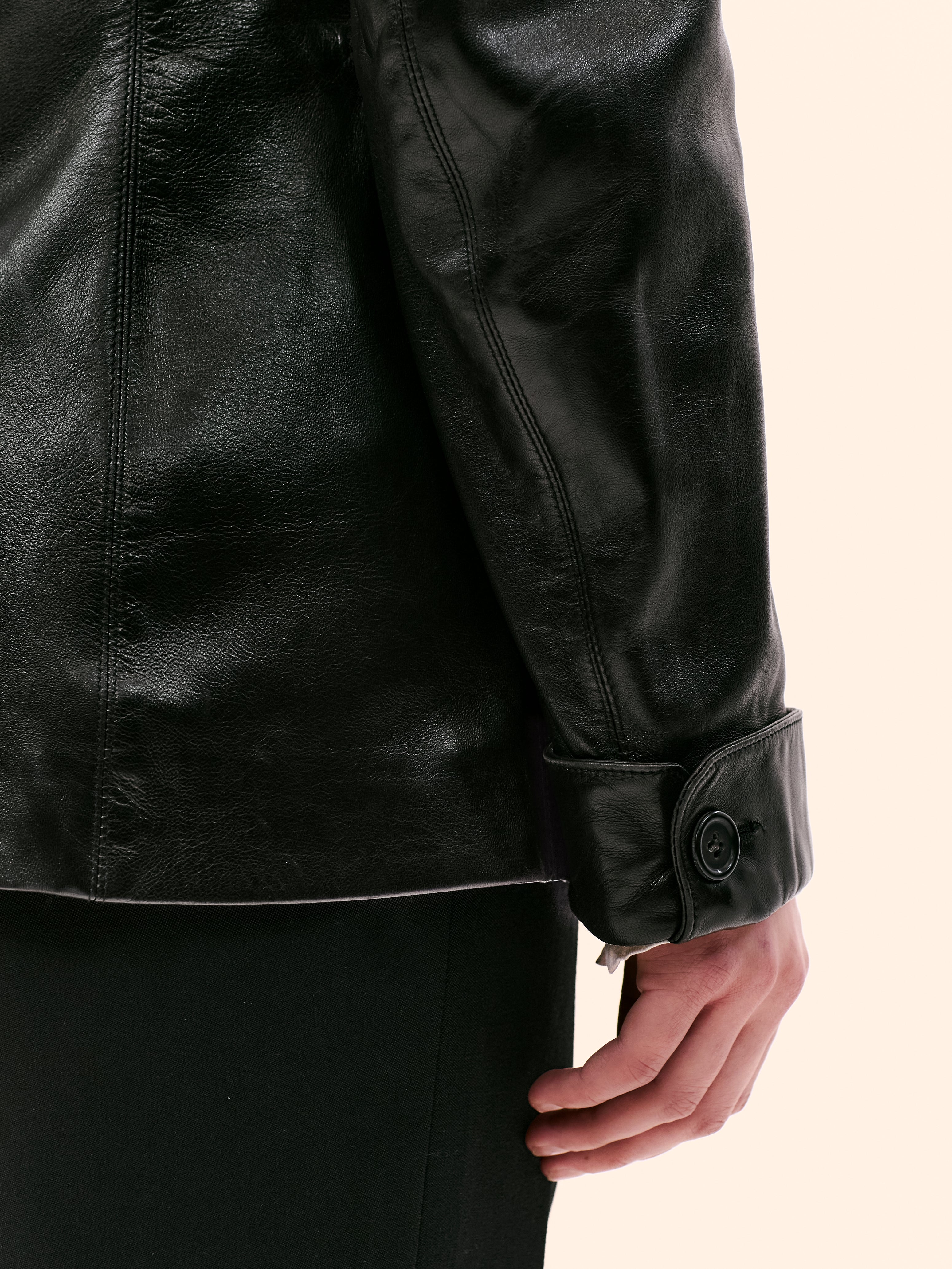 1990 ALAIA BLACK LEATHER BLAZER