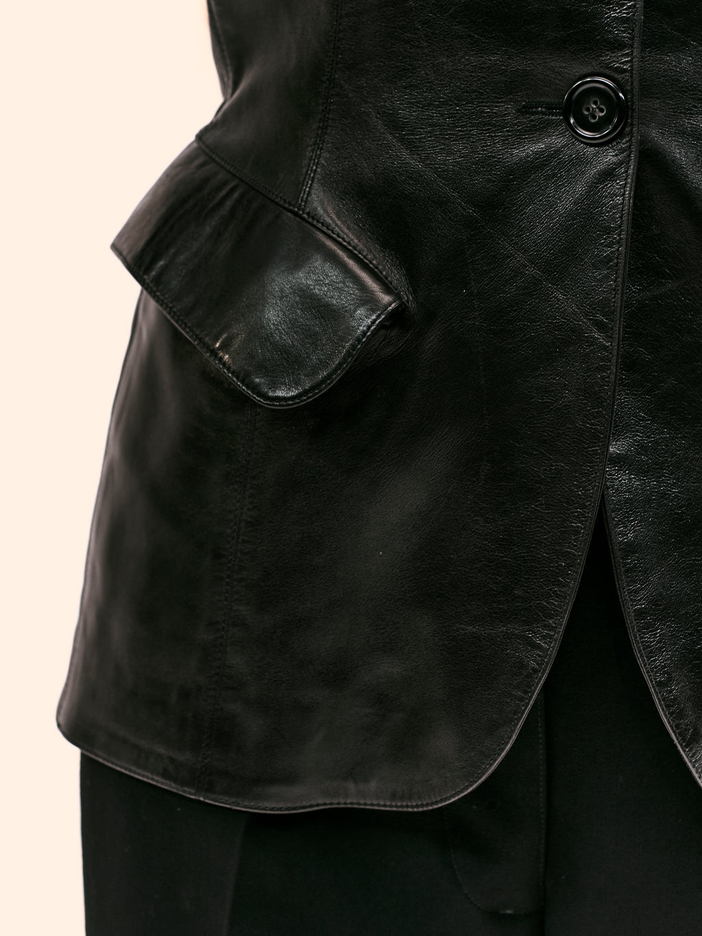 1990 ALAIA BLACK LEATHER BLAZER