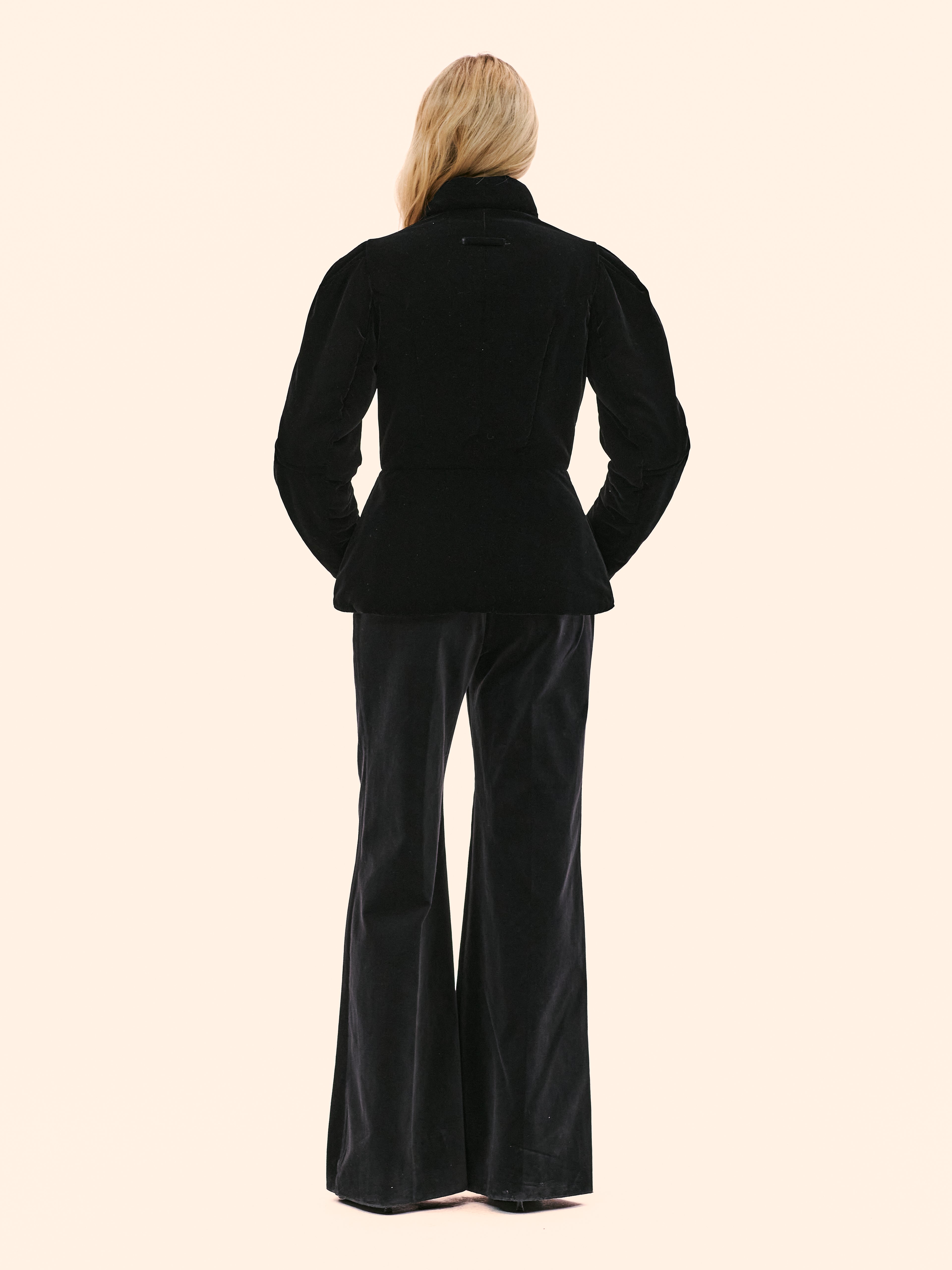 AW95-96 JEAN PAUL GAULTIER BLACK AND ORANGE PADDED VELVET JACKET