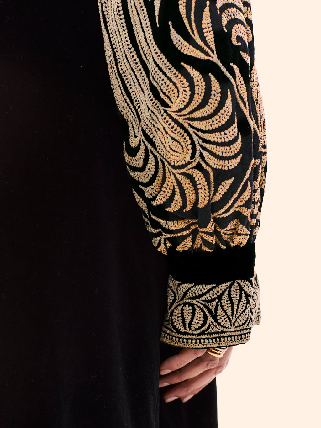 1930'S EMBROIDERED BLACK VELVET COAT