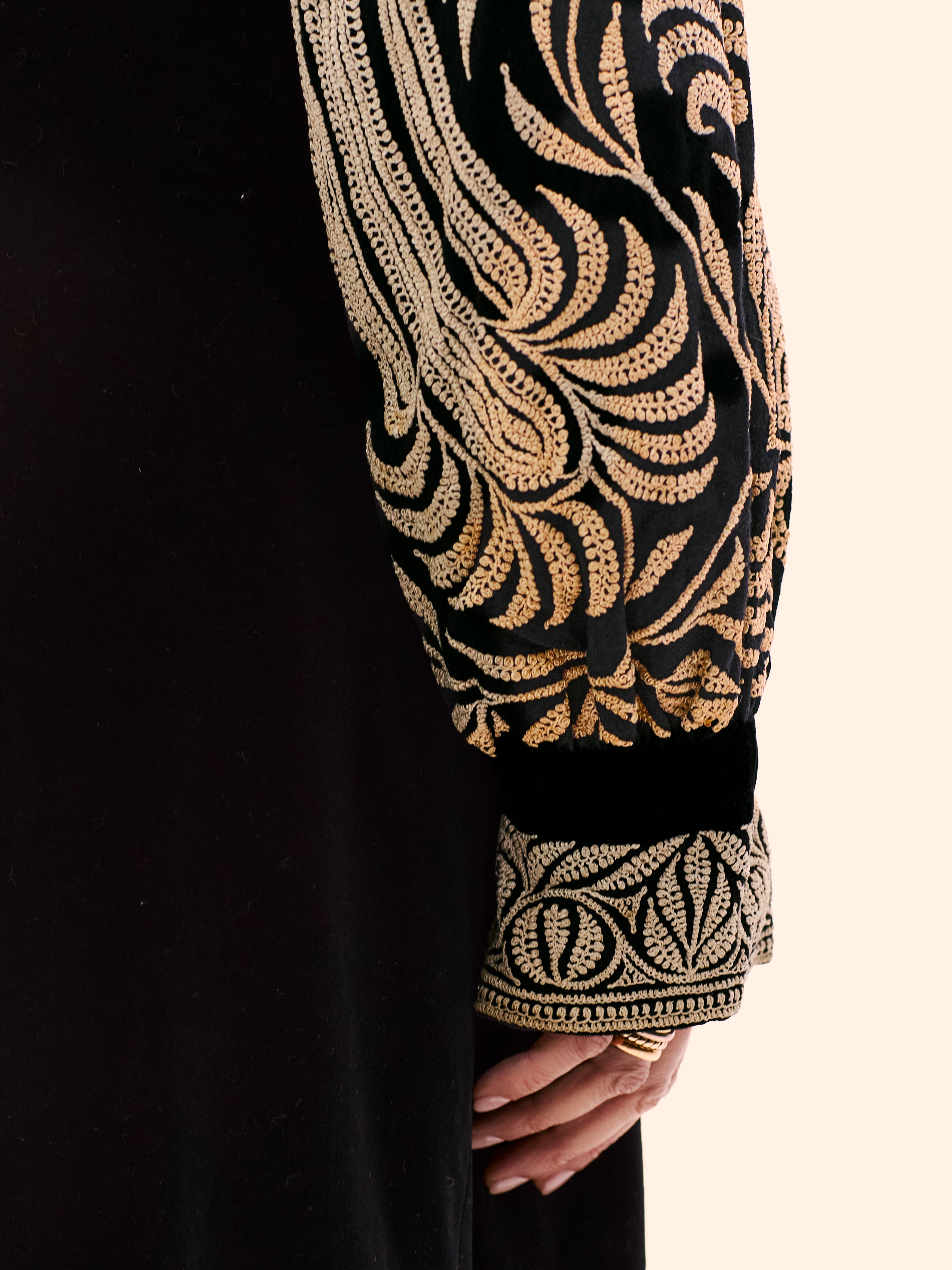 1930'S EMBROIDERED BLACK VELVET COAT