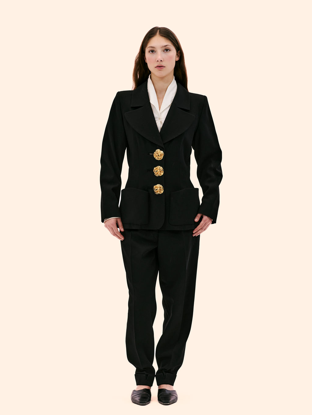 AW92-93 YVES SAINT LAURENT BLACK WOOL ABSTRACT BLAZER