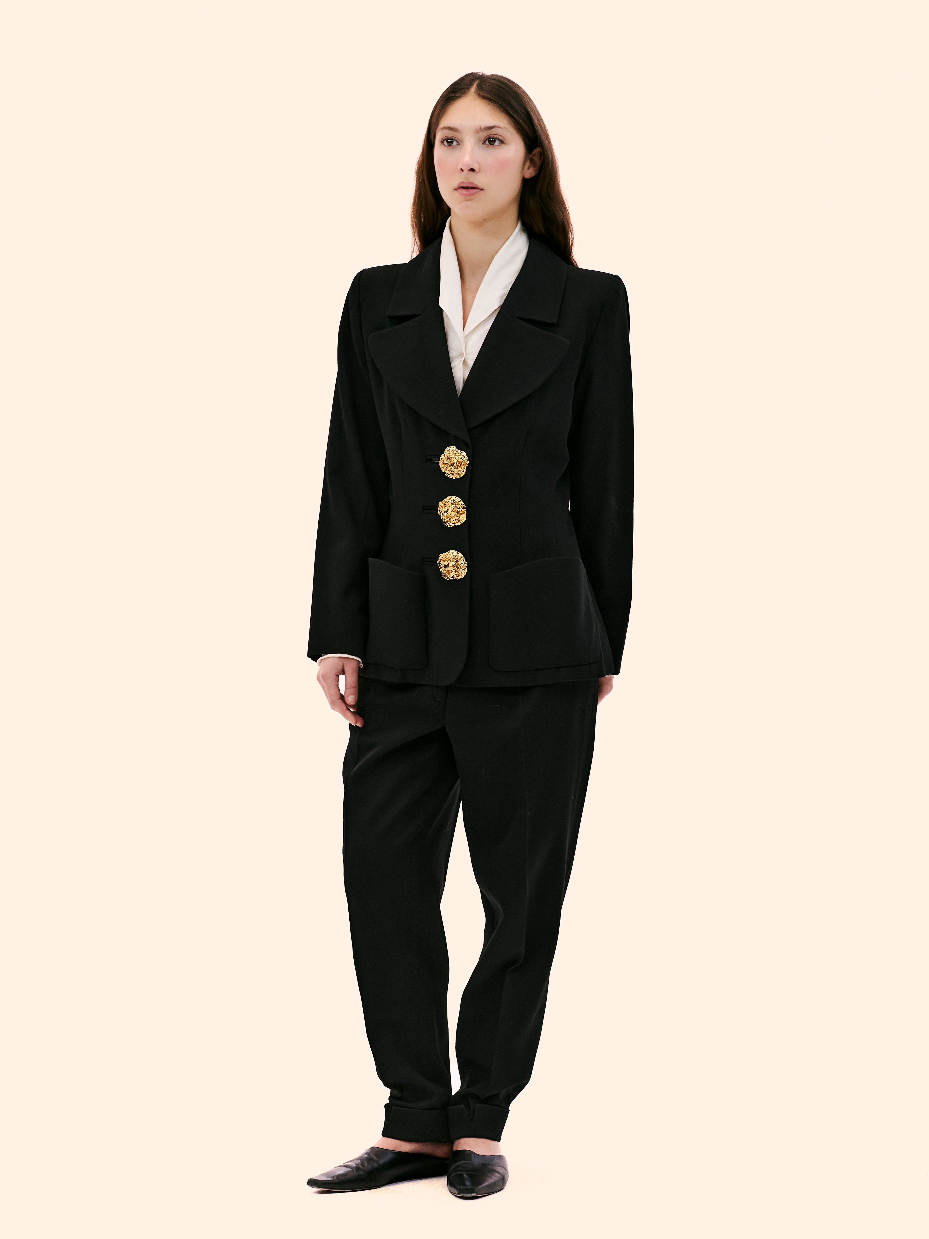 AW92-93 YVES SAINT LAURENT BLACK WOOL ABSTRACT BLAZER