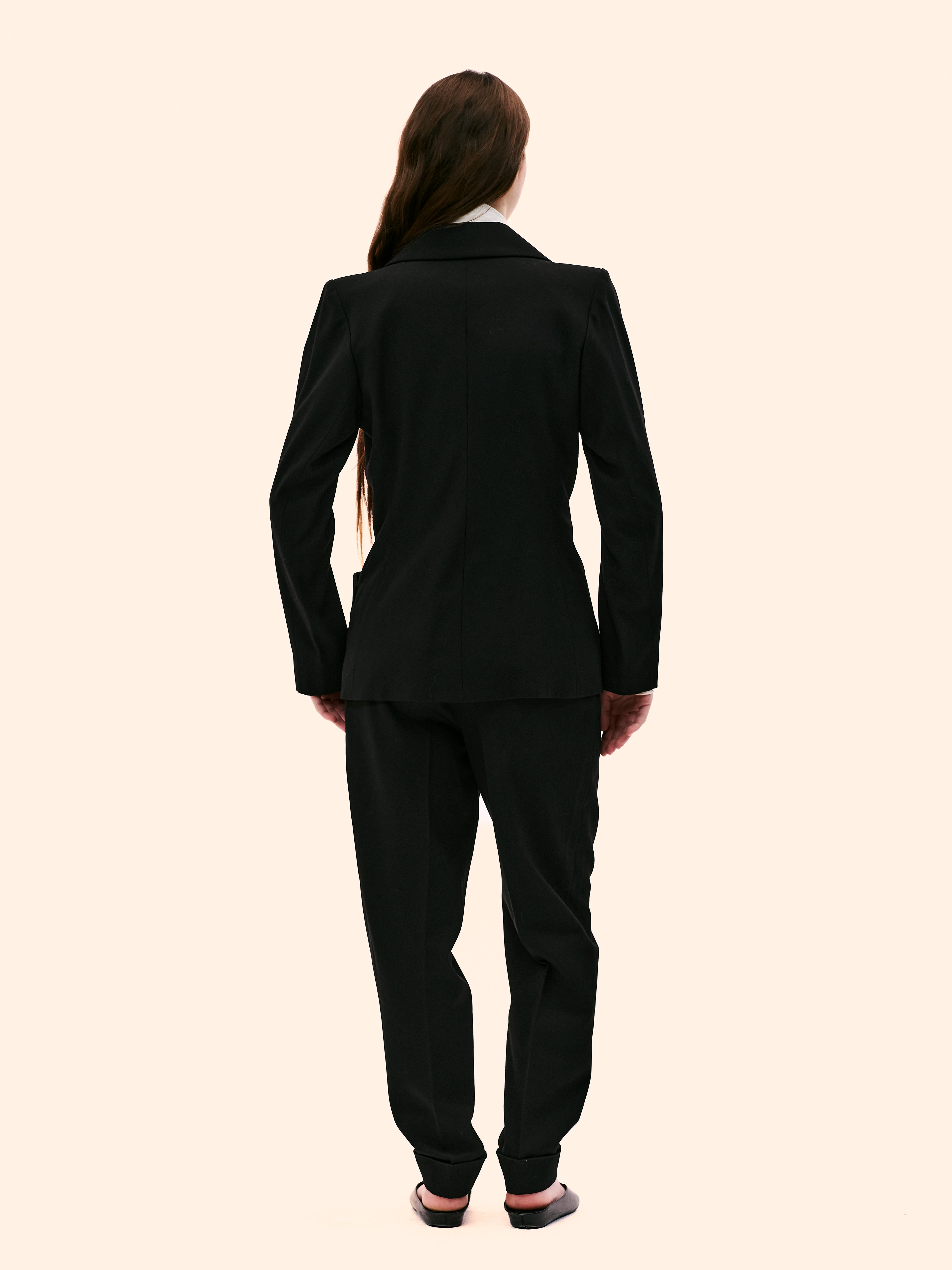 AW92-93 YVES SAINT LAURENT BLACK WOOL ABSTRACT BLAZER