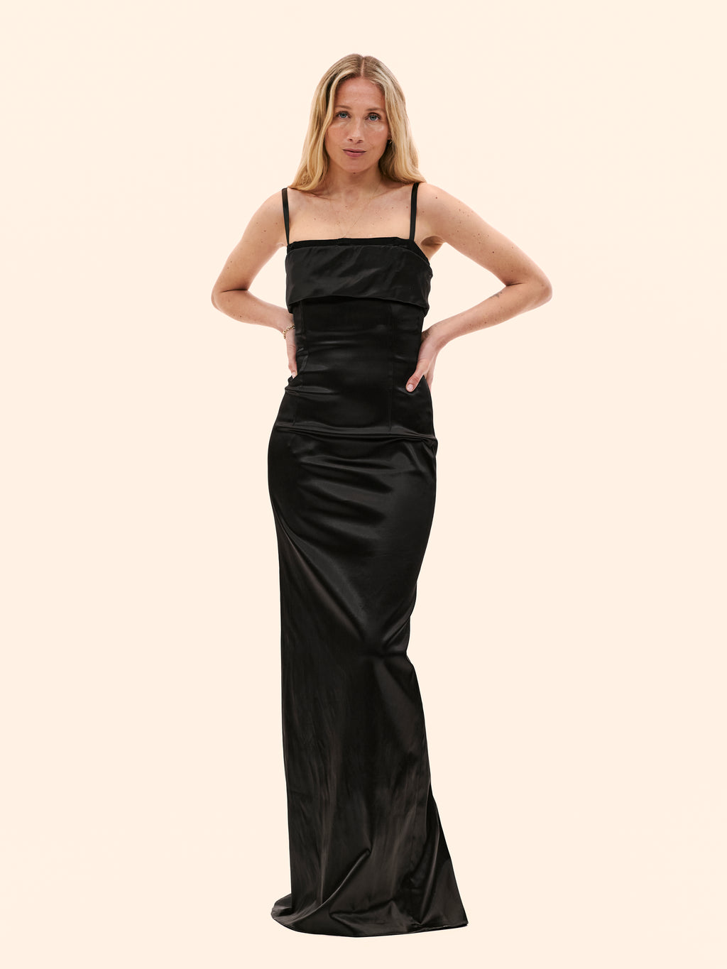 2000'S DOLCE AND GABANA BLACK SATIN BODICE DRESS