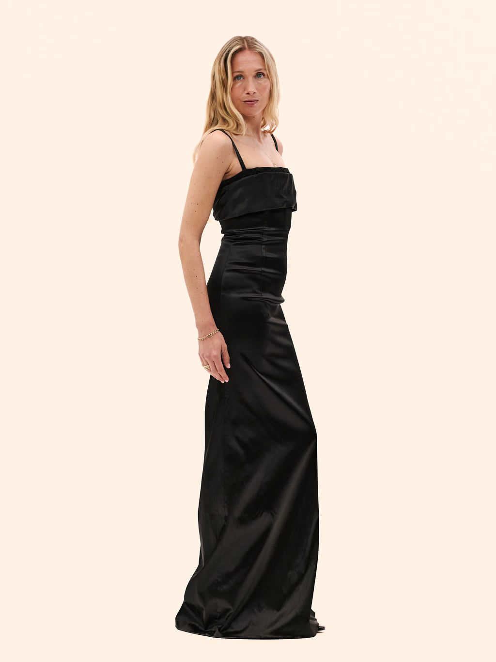2000'S DOLCE AND GABANA BLACK SATIN BODICE DRESS