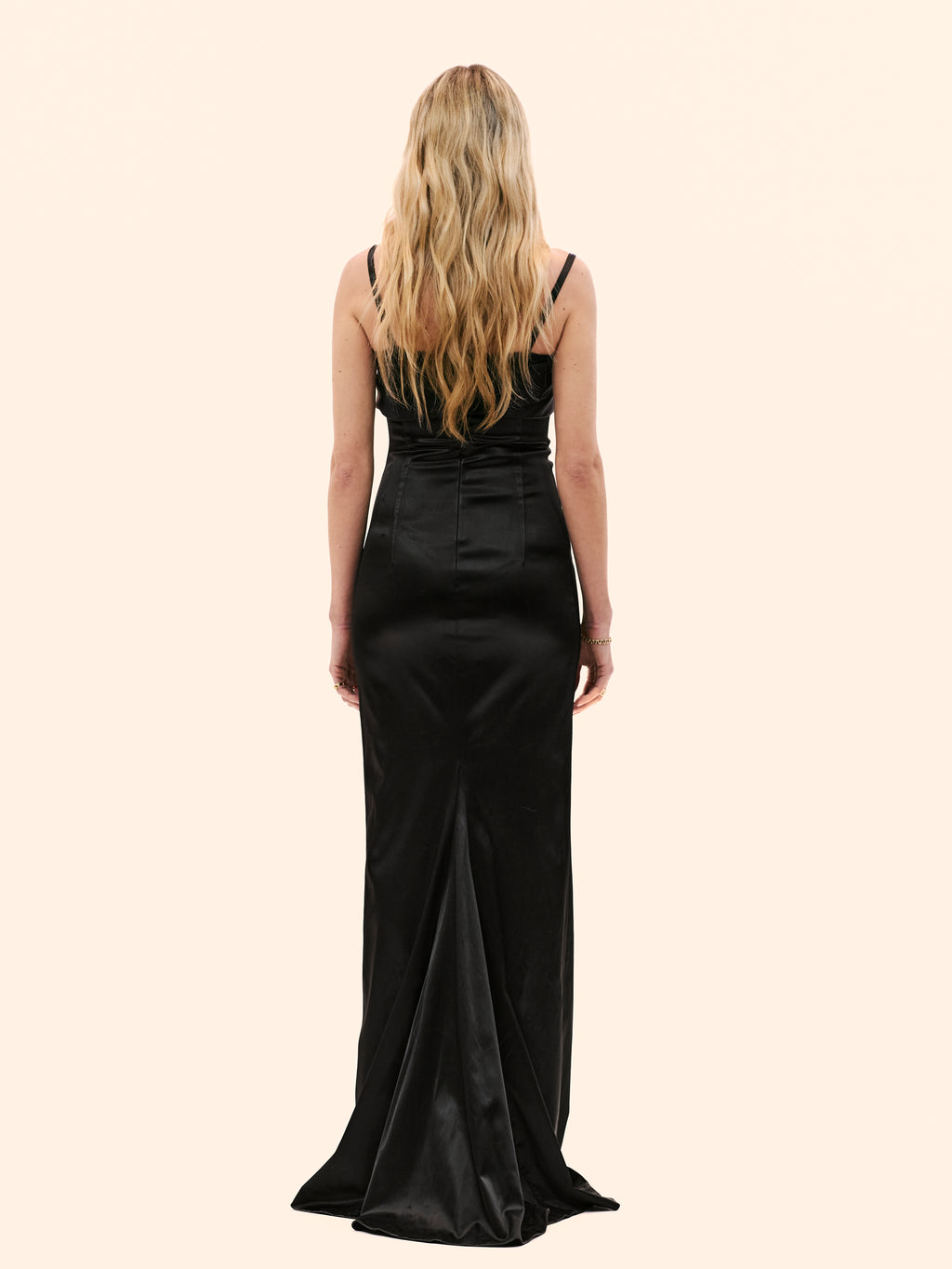 2000'S DOLCE AND GABANA BLACK SATIN BODICE DRESS