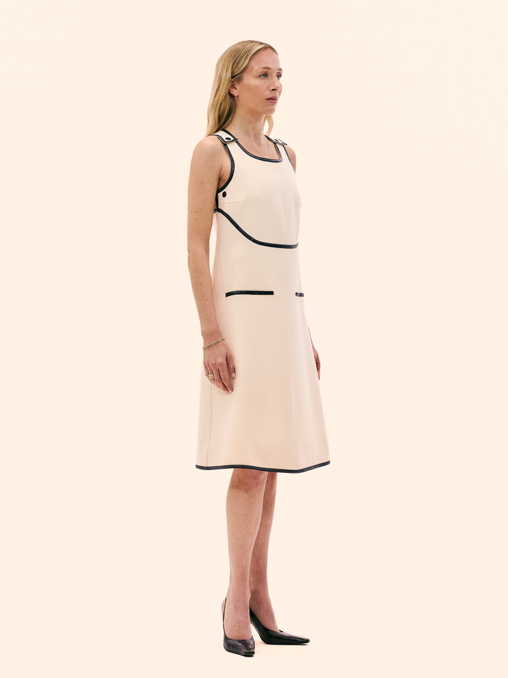 1970'S COURRÈGES IVORY PINAFORE DRESS