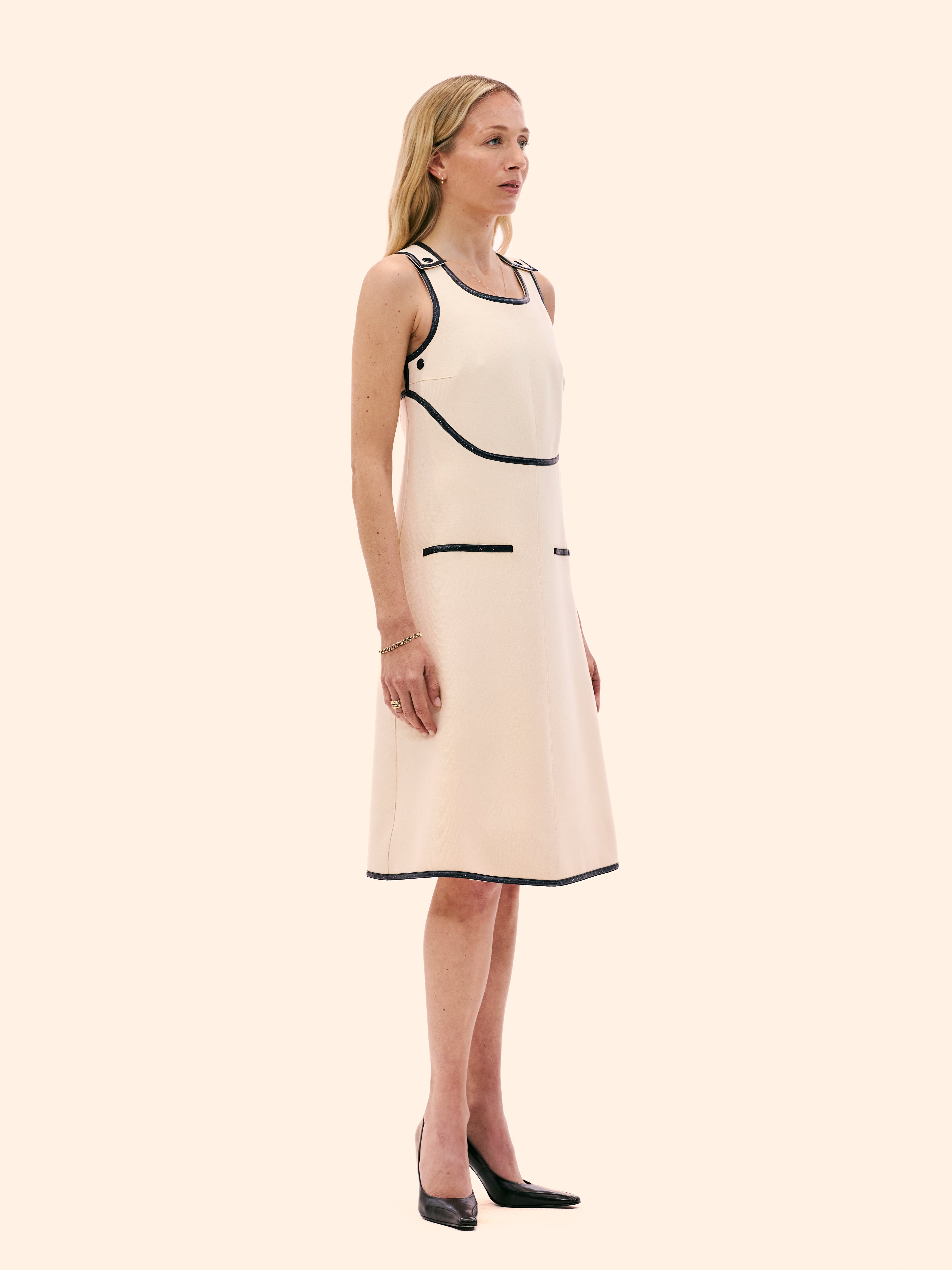 1970'S COURRÈGES IVORY PINAFORE DRESS