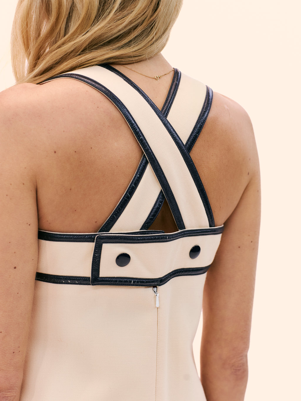 1970'S COURRÈGES IVORY PINAFORE DRESS