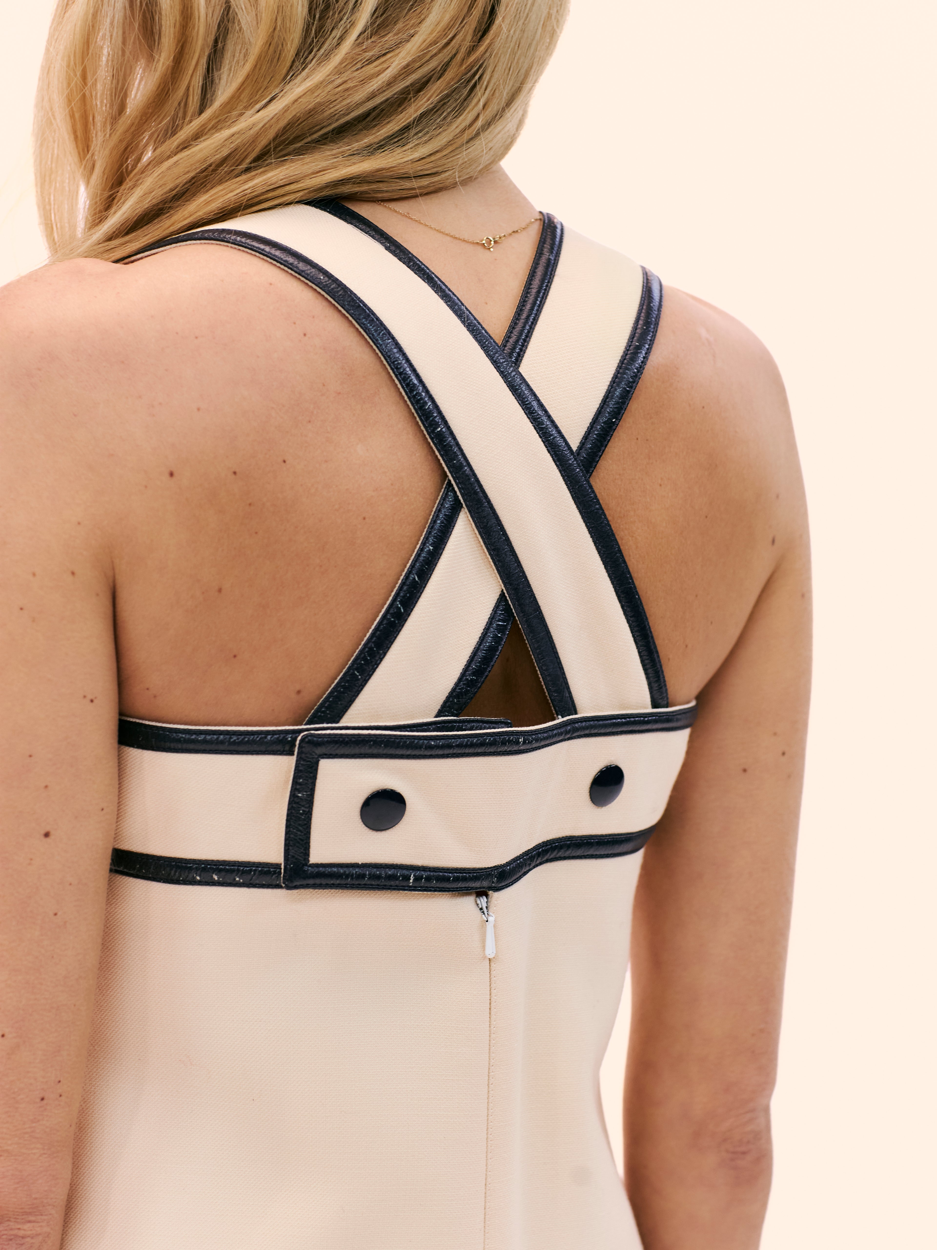 1970'S COURRÈGES IVORY PINAFORE DRESS