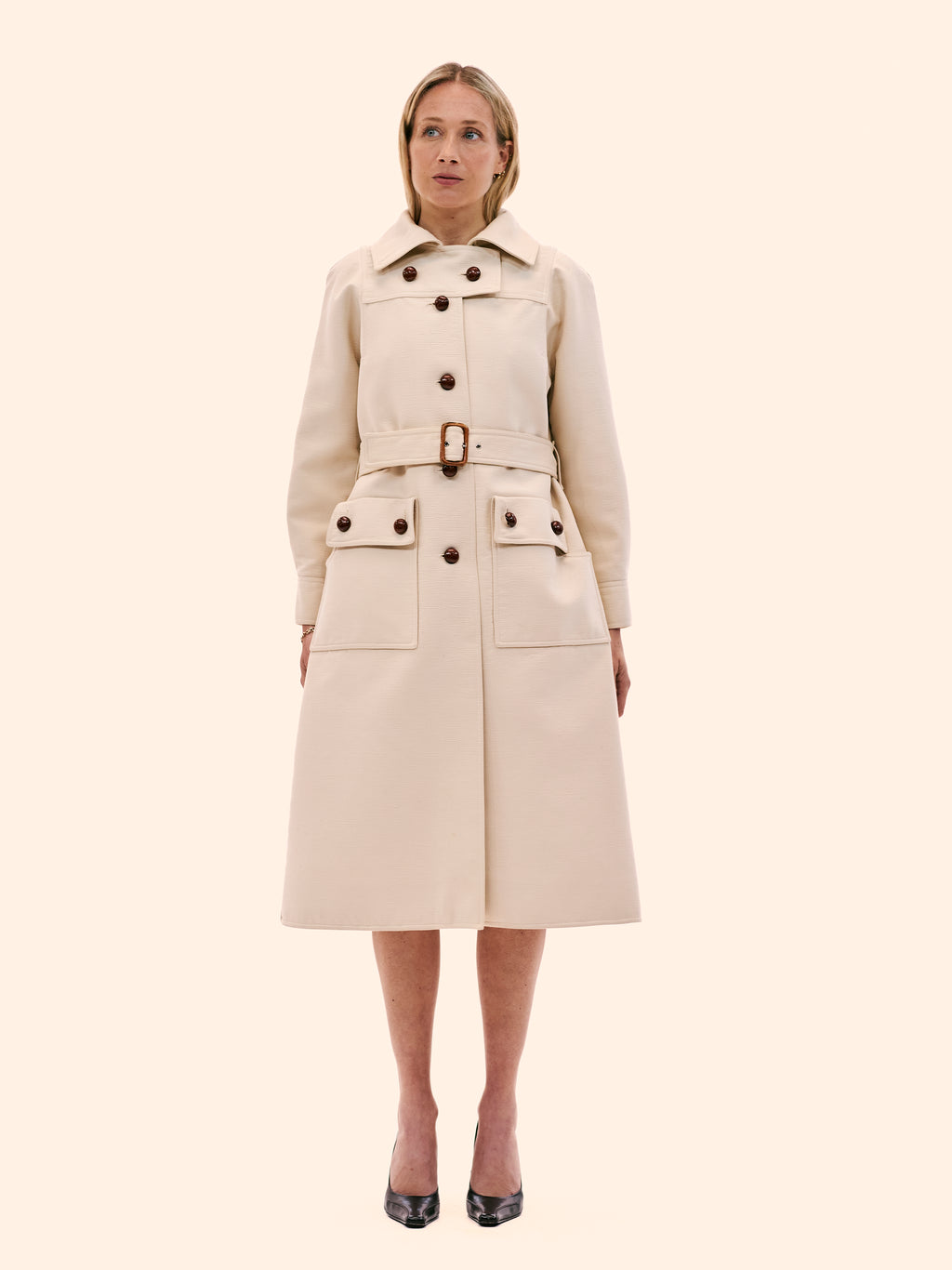 1970'S COURRÈGES TEXTURED COTTON LONG COAT