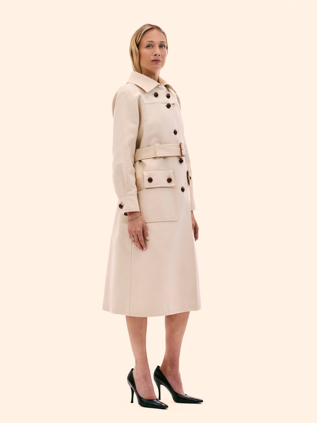 1970'S COURRÈGES TEXTURED COTTON LONG COAT