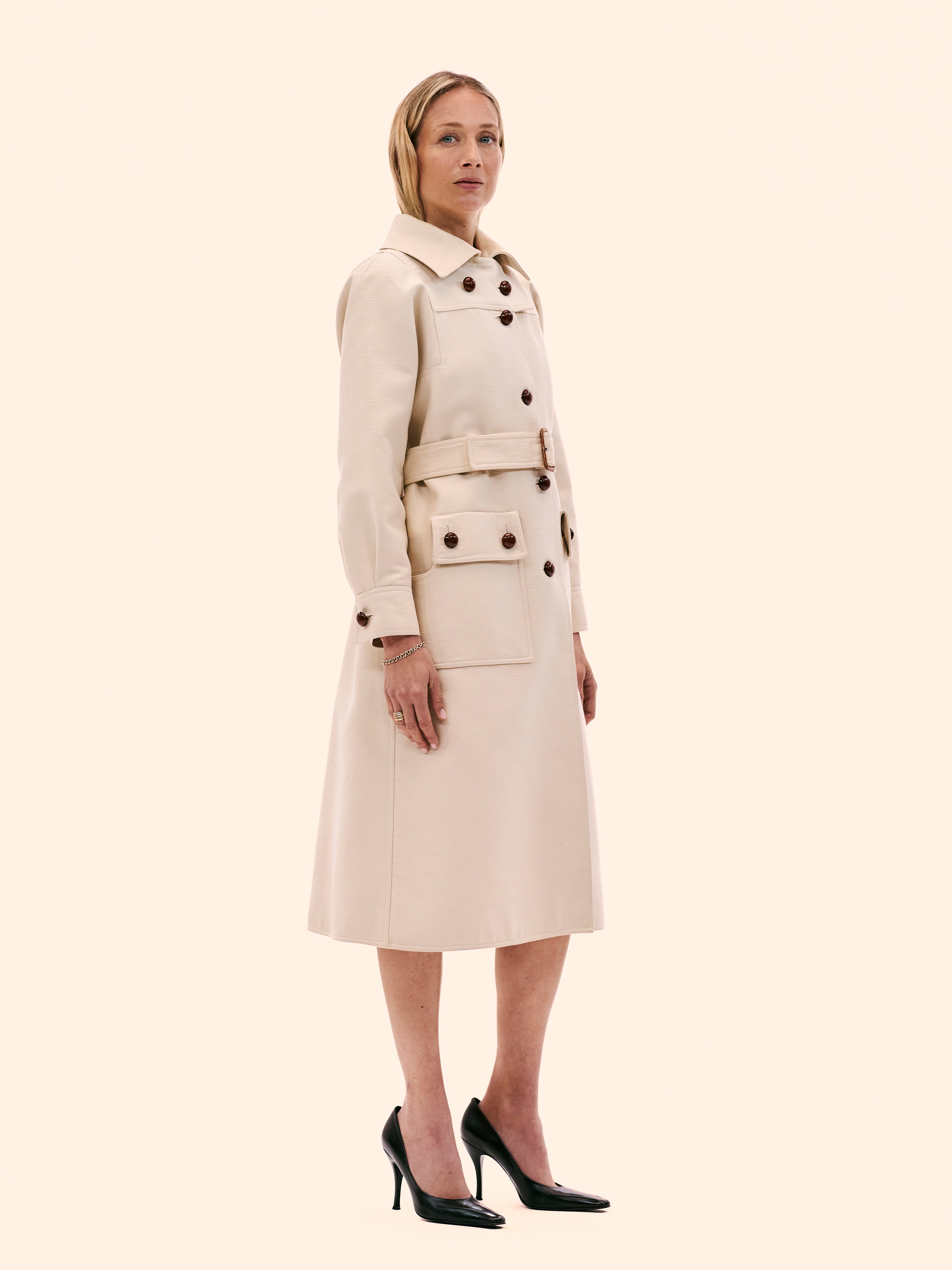 1970'S COURRÈGES TEXTURED COTTON LONG COAT