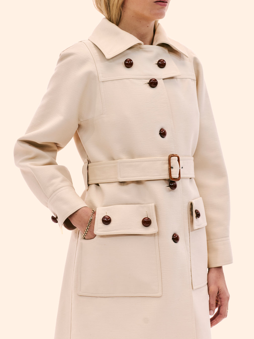 1970'S COURRÈGES TEXTURED COTTON LONG COAT