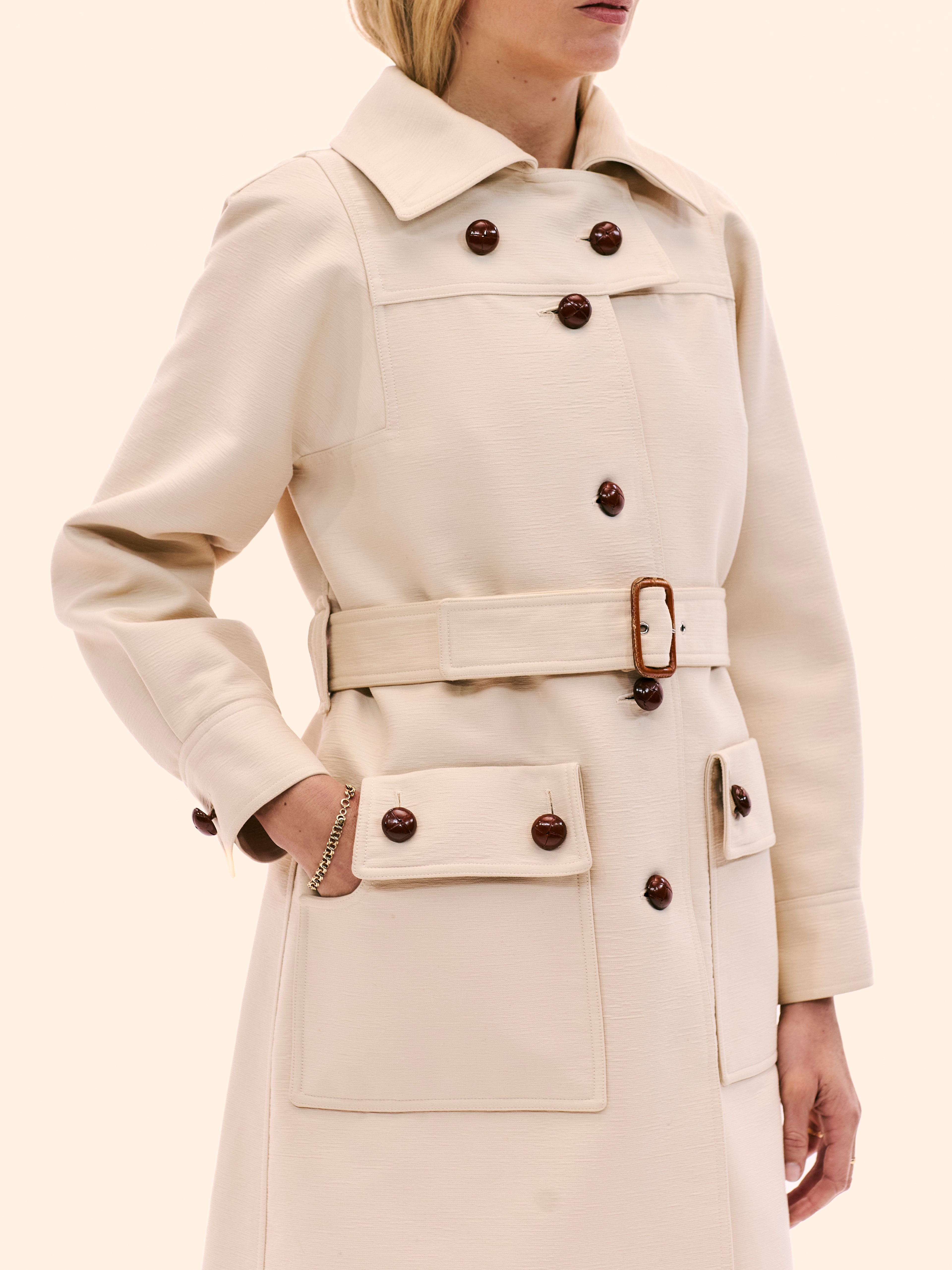 1970'S COURRÈGES TEXTURED COTTON LONG COAT