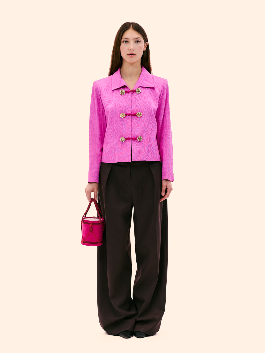 AW94-95 YVES SAINT LAURENT FUCHSIA MOIRÉ JACKET