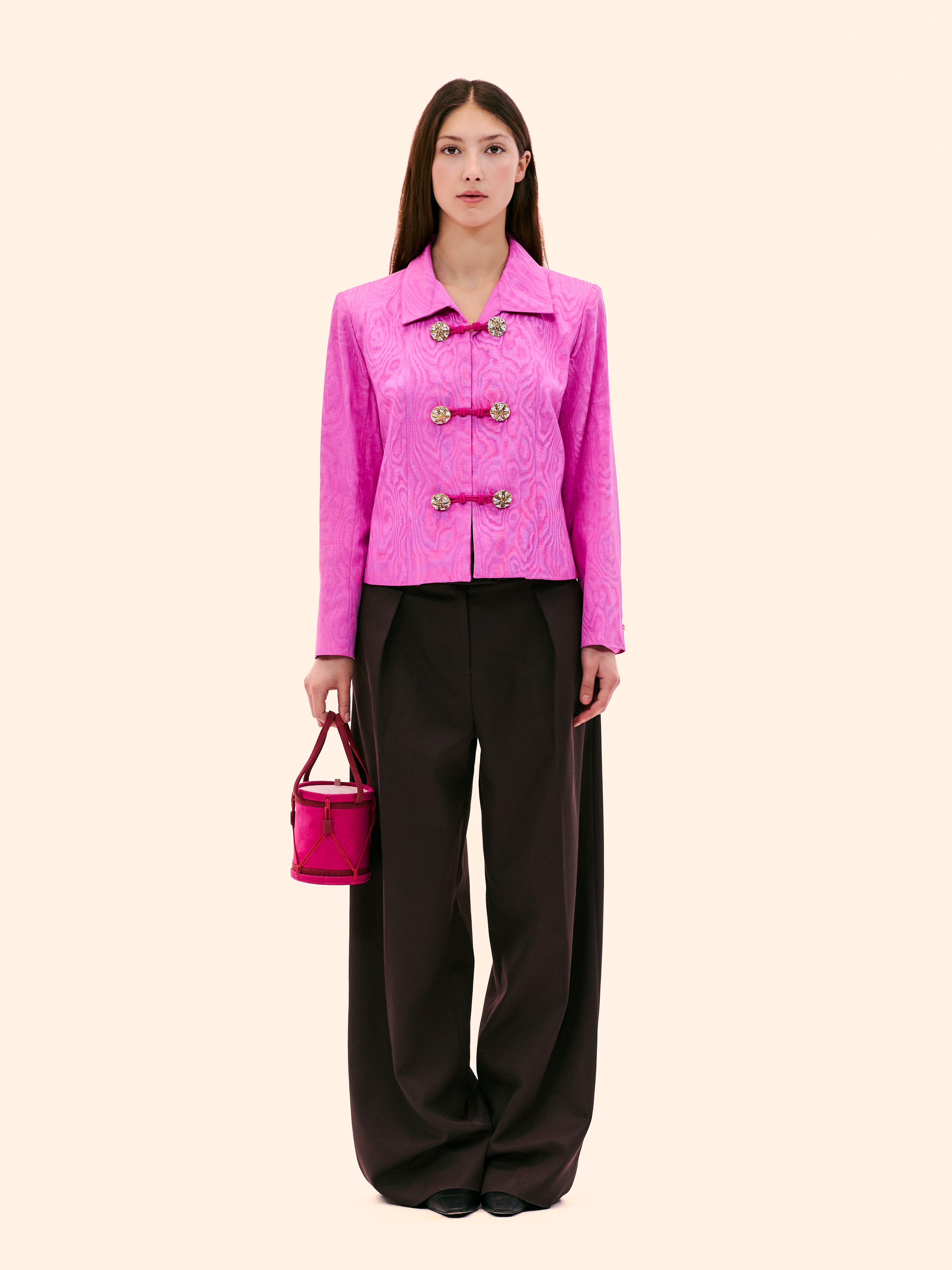AW94-95 YVES SAINT LAURENT FUCHSIA MOIRÉ JACKET