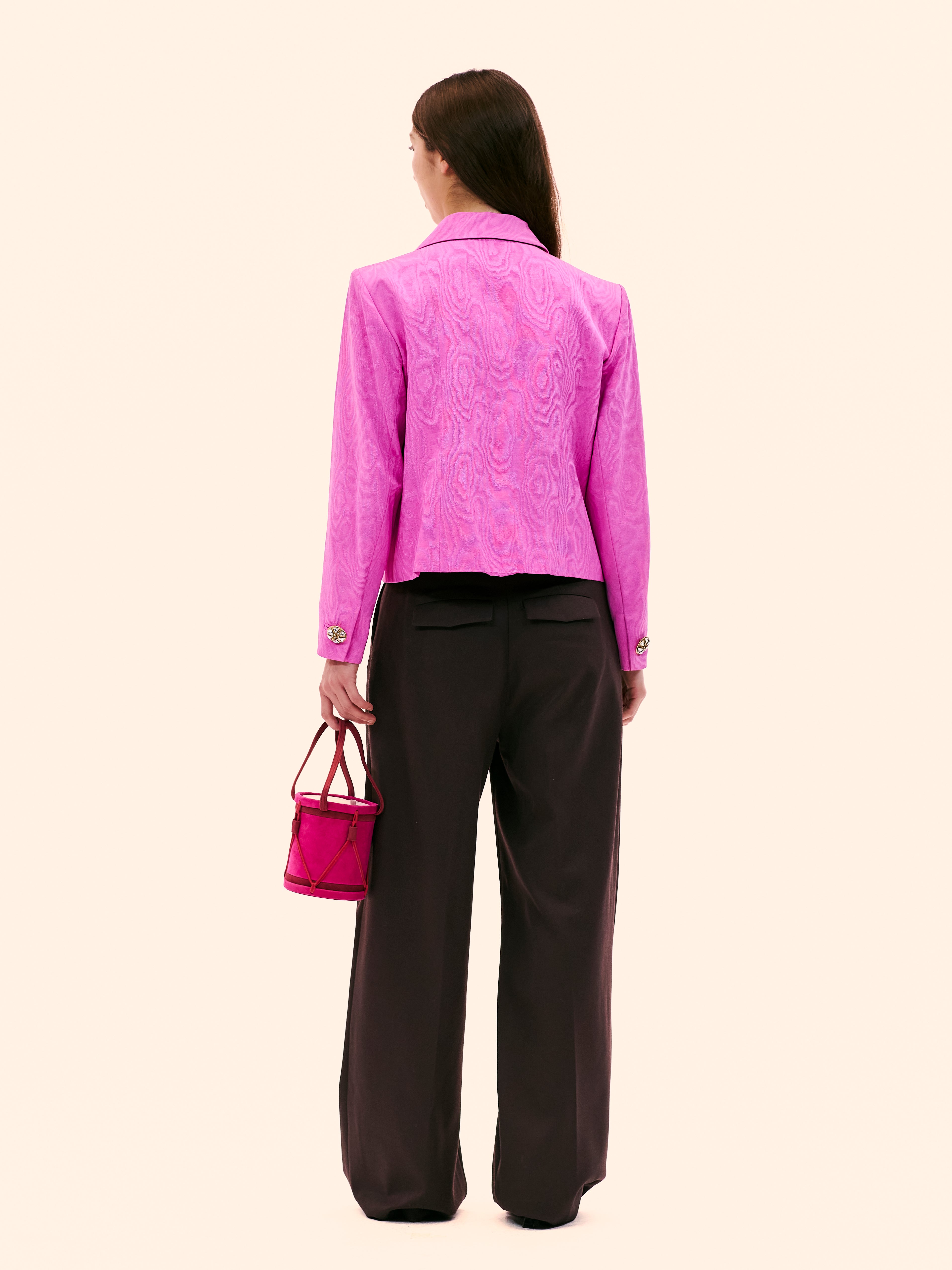 AW94-95 YVES SAINT LAURENT FUCHSIA MOIRÉ JACKET