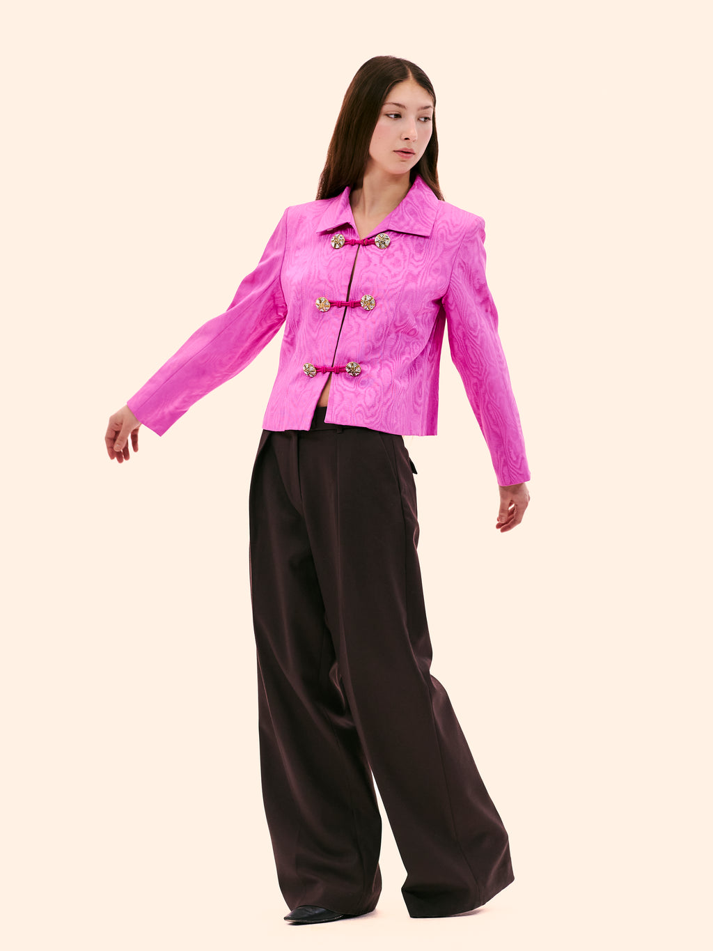 AW94-95 YVES SAINT LAURENT FUCHSIA MOIRÉ JACKET