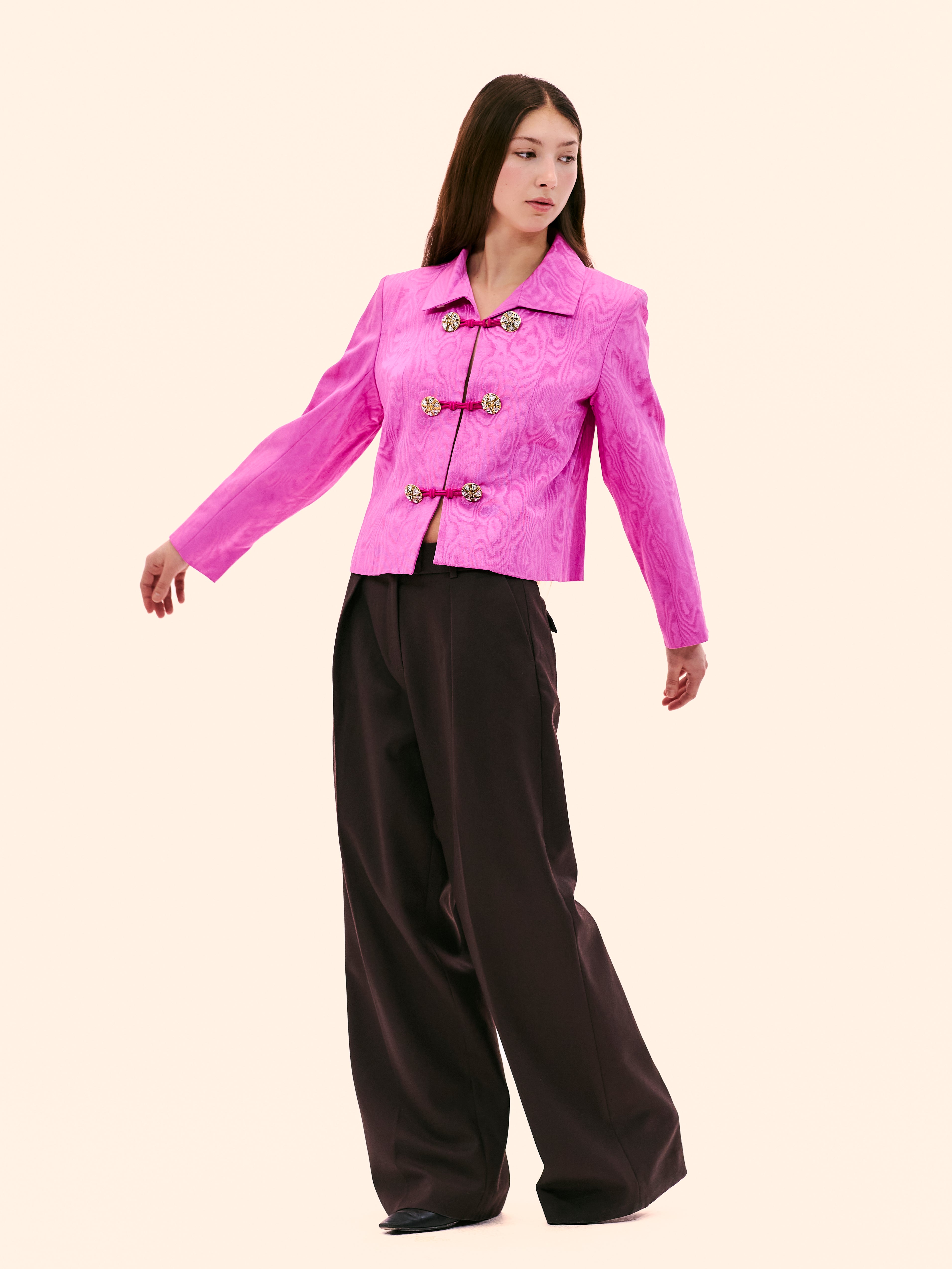 AW94-95 YVES SAINT LAURENT FUCHSIA MOIRÉ JACKET