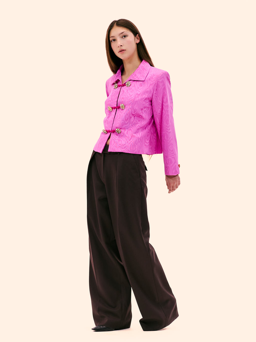 AW94-95 YVES SAINT LAURENT FUCHSIA MOIRÉ JACKET