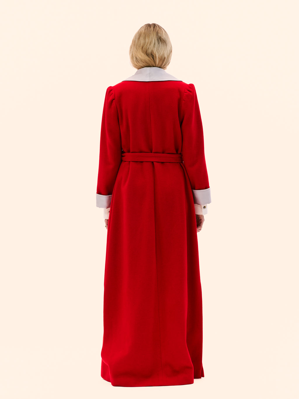 1980'S CHLOE BY KARL LAGERFELD READY TO WEAR LONG RED WOOL COAT