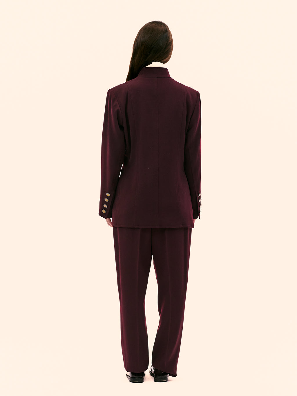 YVES SAINT LAURENT NEHRU COLLAR BURGANDY SUIT