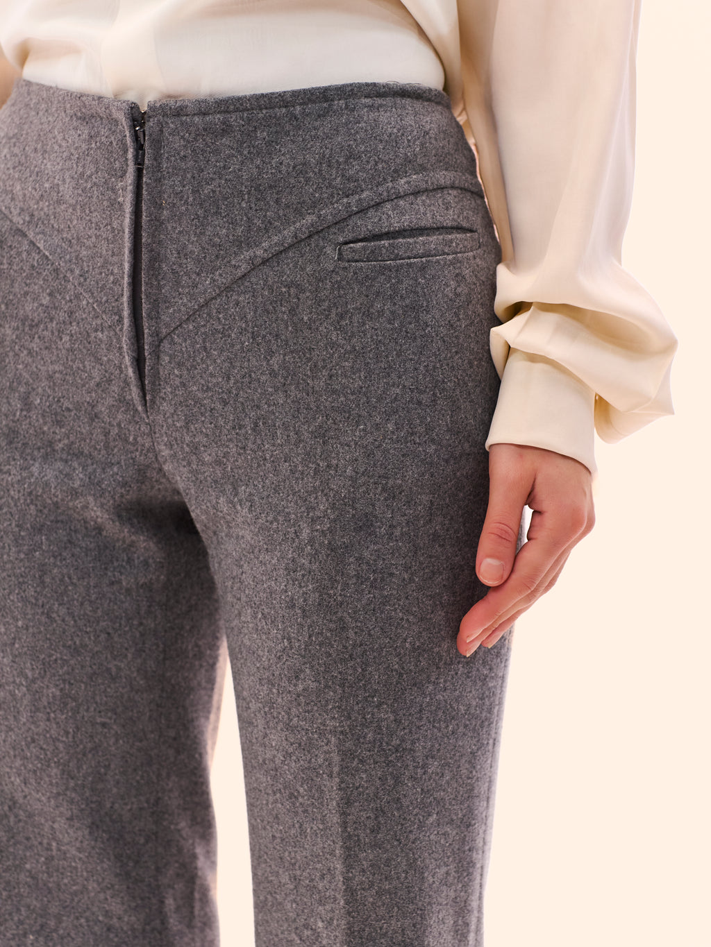 PIERRE CARDIN GREY WOOL FLARED TROUSERS
