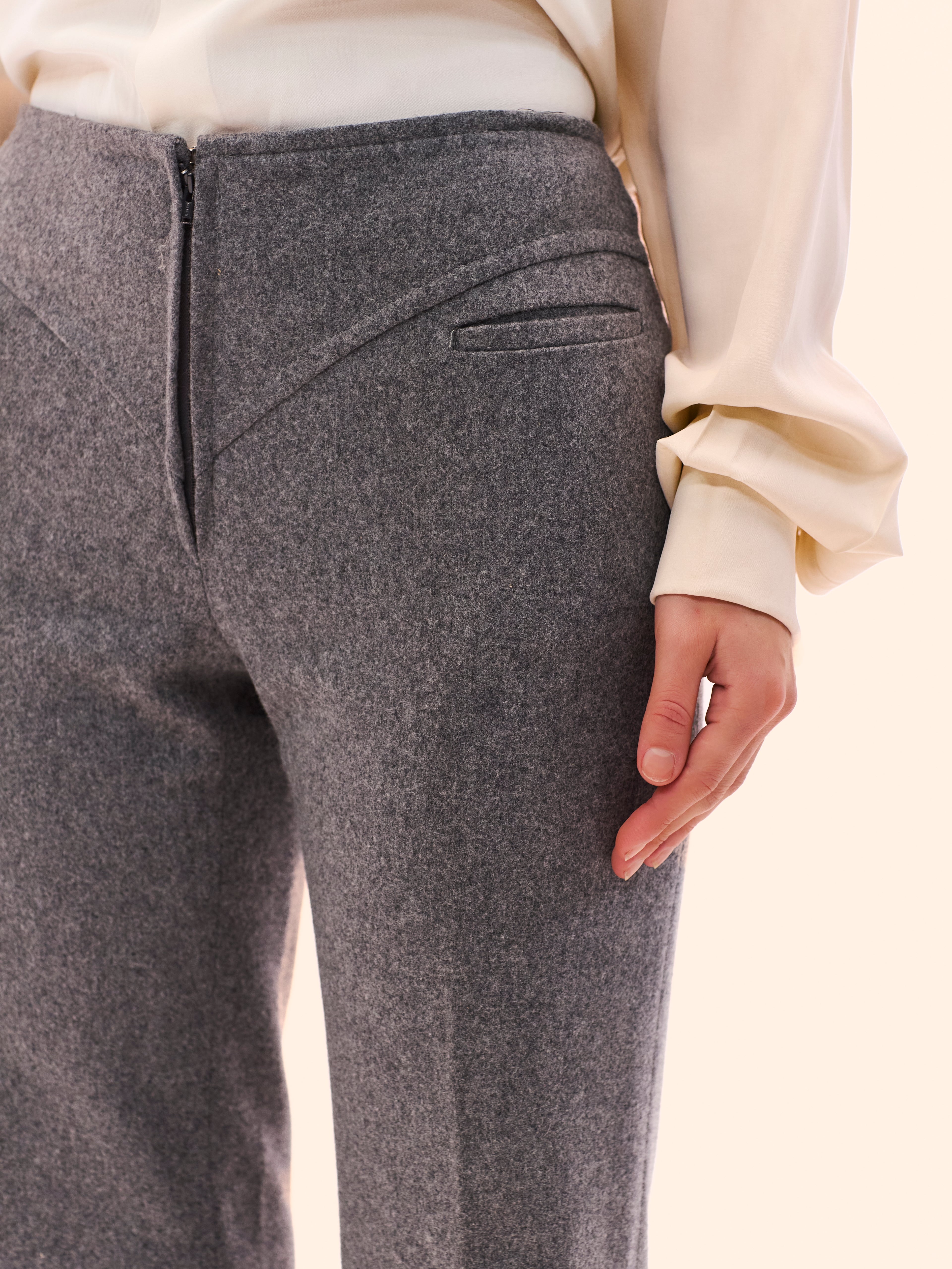 PIERRE CARDIN GREY WOOL FLARED TROUSERS