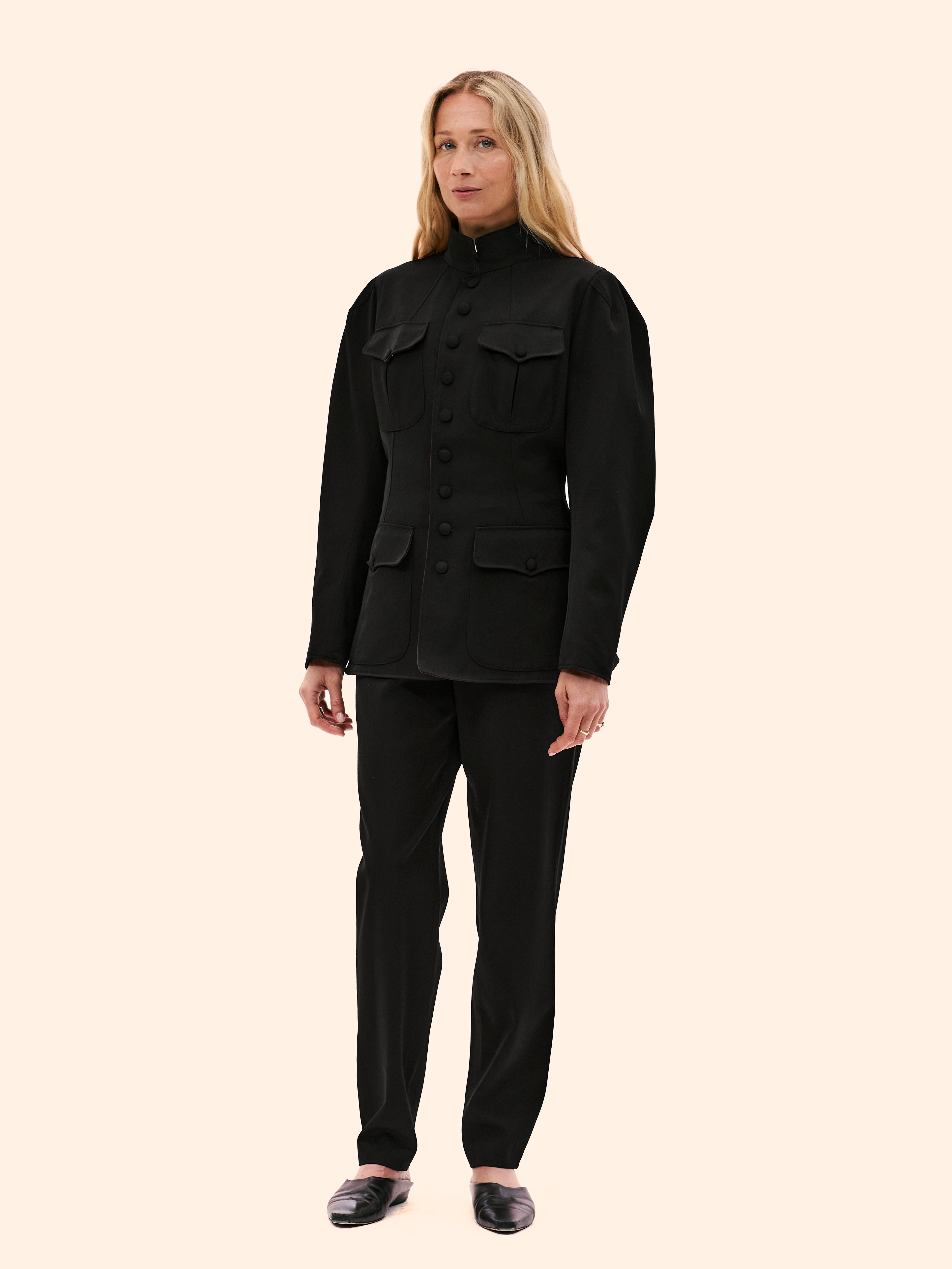 JEAN PAUL GAULTIER NEHRU COLLAR BLACK SUIT