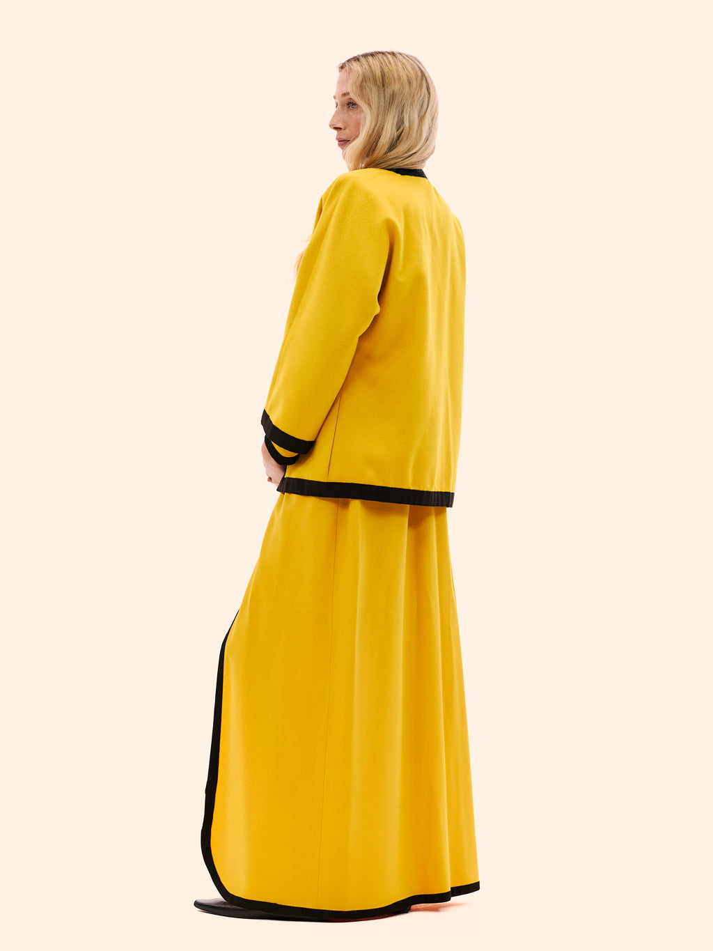 1980 EMANUEL UNGARO HAUTE COUTURE YELLOW THREE PIECE ENSEMBLE