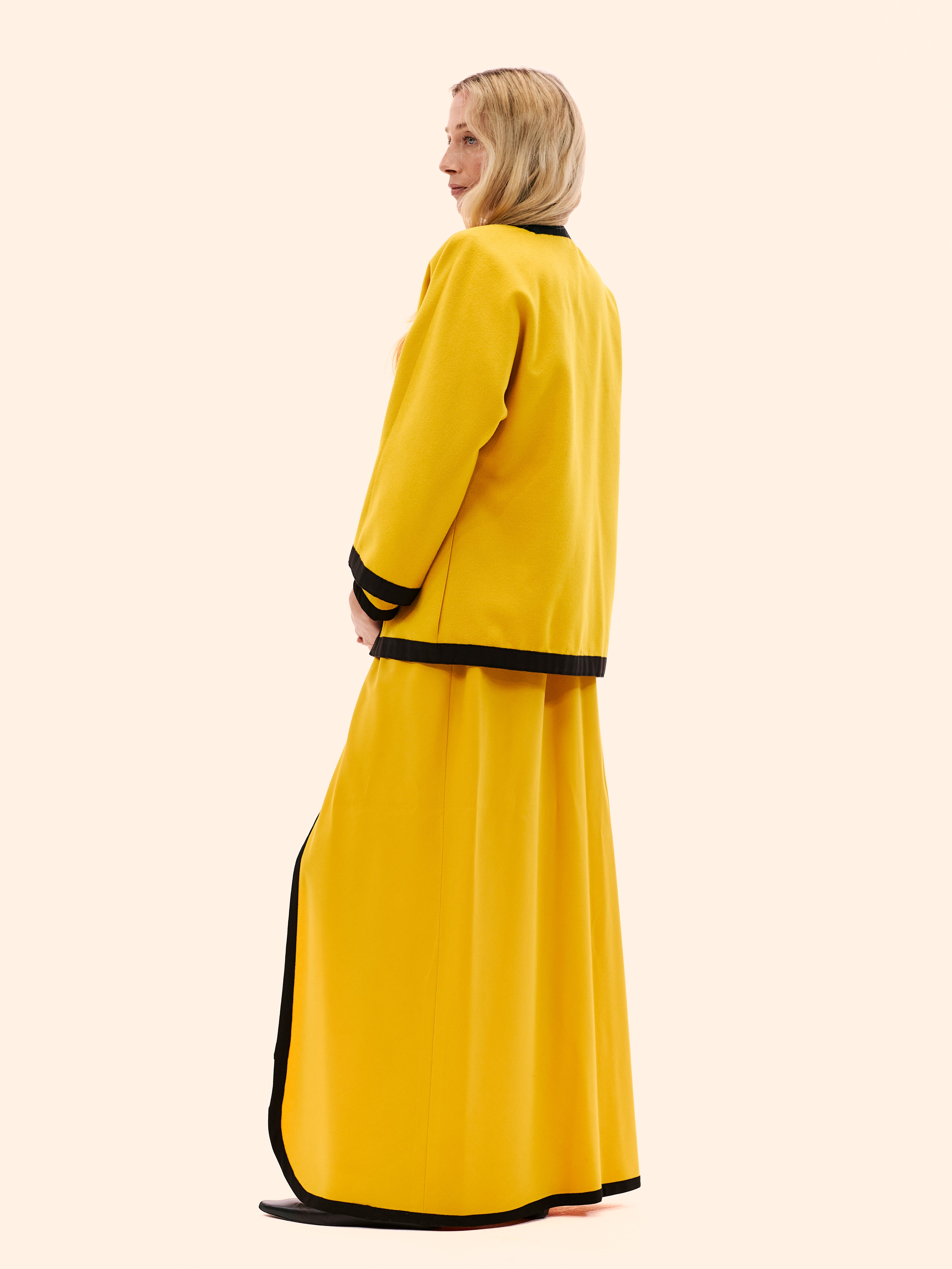 1980 EMANUEL UNGARO HAUTE COUTURE YELLOW THREE PIECE ENSEMBLE