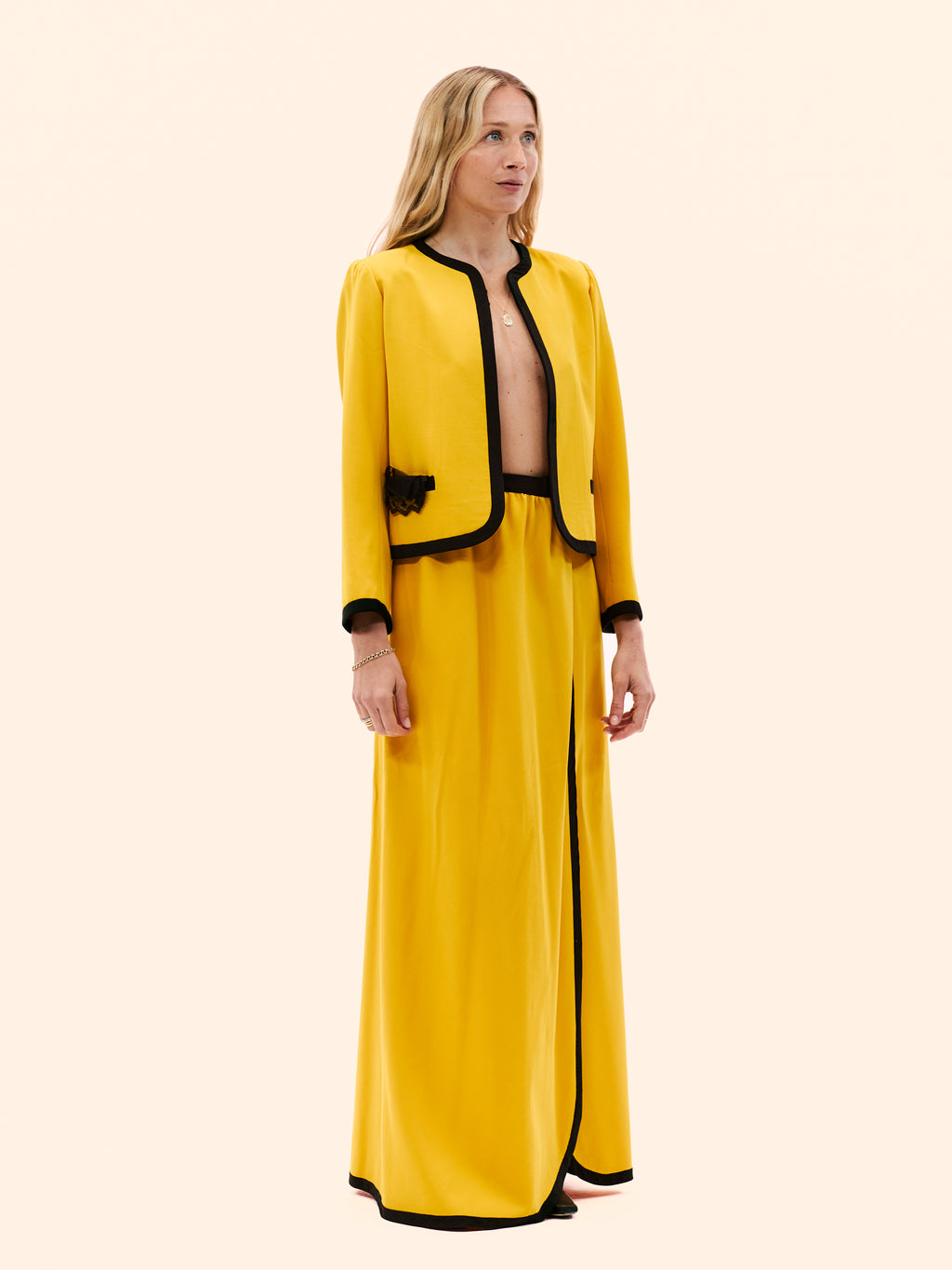 1980 EMANUEL UNGARO HAUTE COUTURE YELLOW THREE PIECE ENSEMBLE