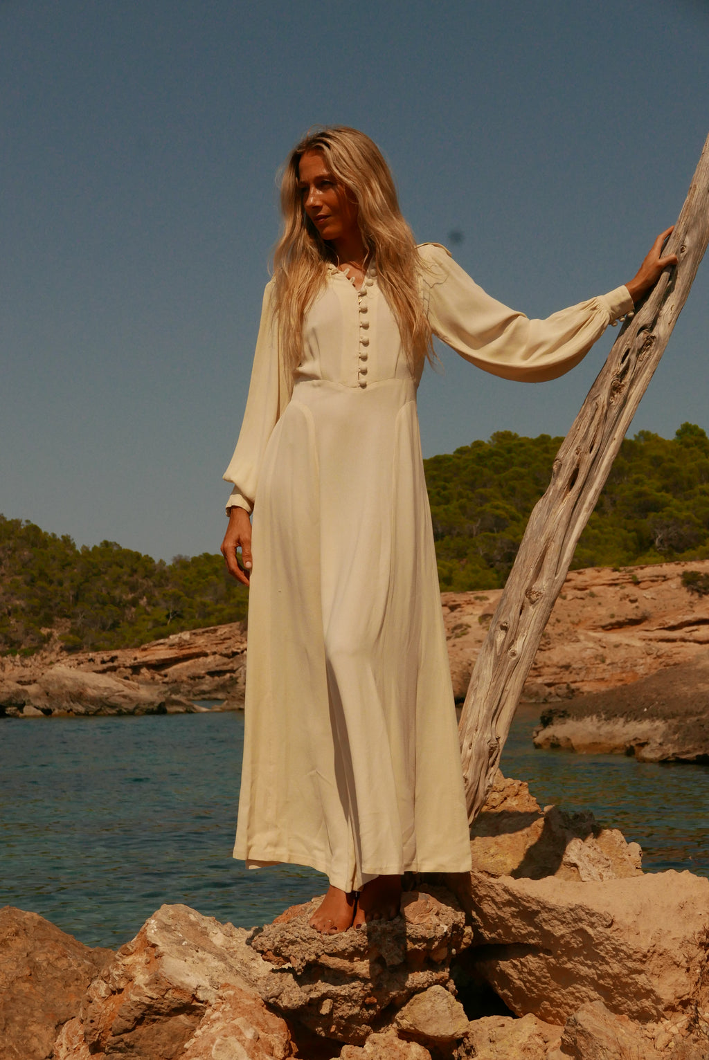 1970'S OSSIE CLARK FOR RADLEY CREPE MAXI DRESS