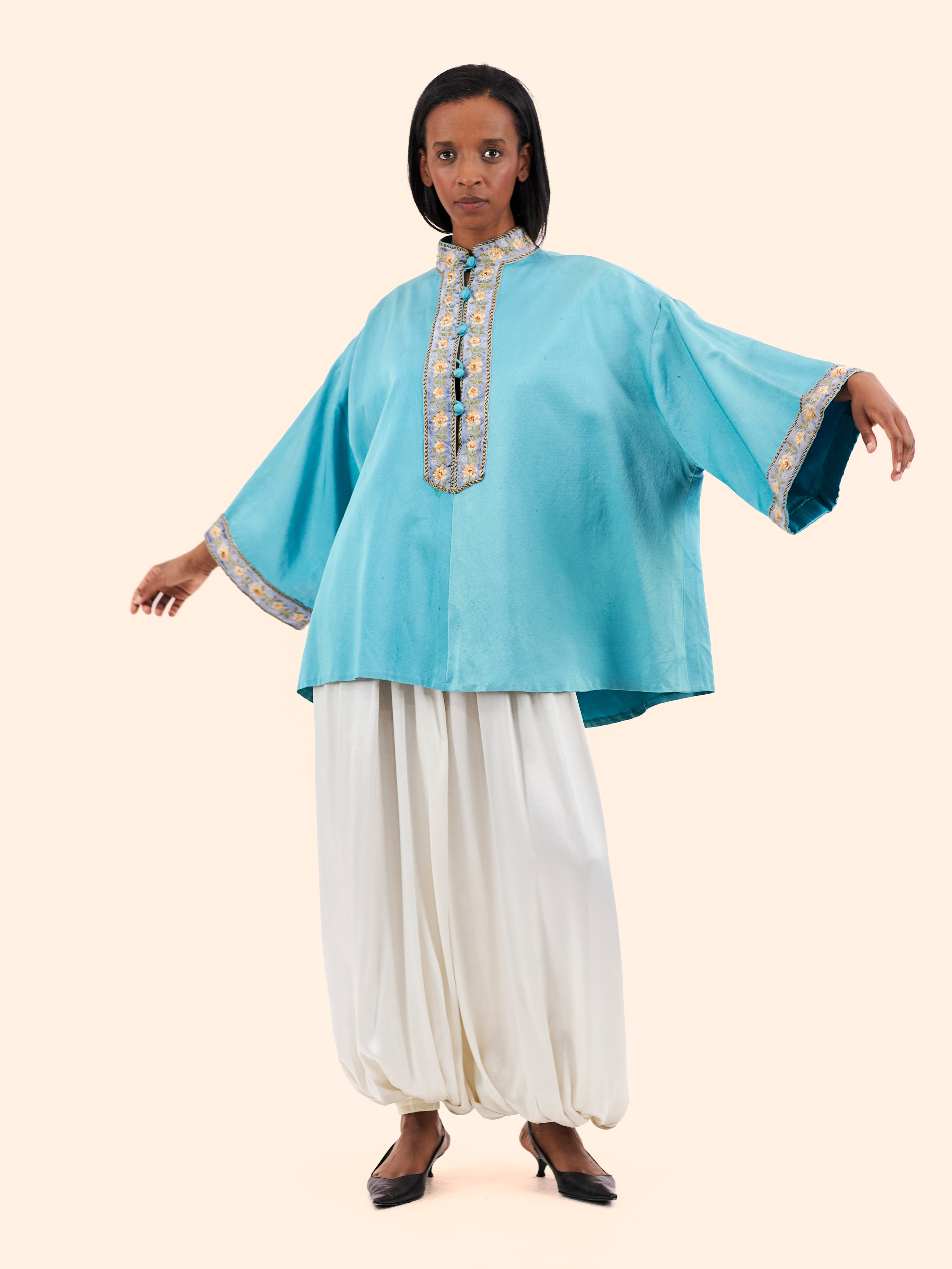 1960'S CHRISTIAN DIOR COUTURE SILK TUNIC