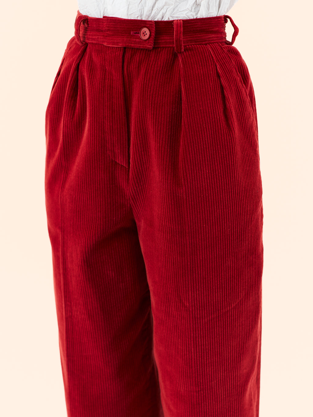 1980'S YVES SAINT LAURENT HIGH WAISTED CORDUROY TROUSERS