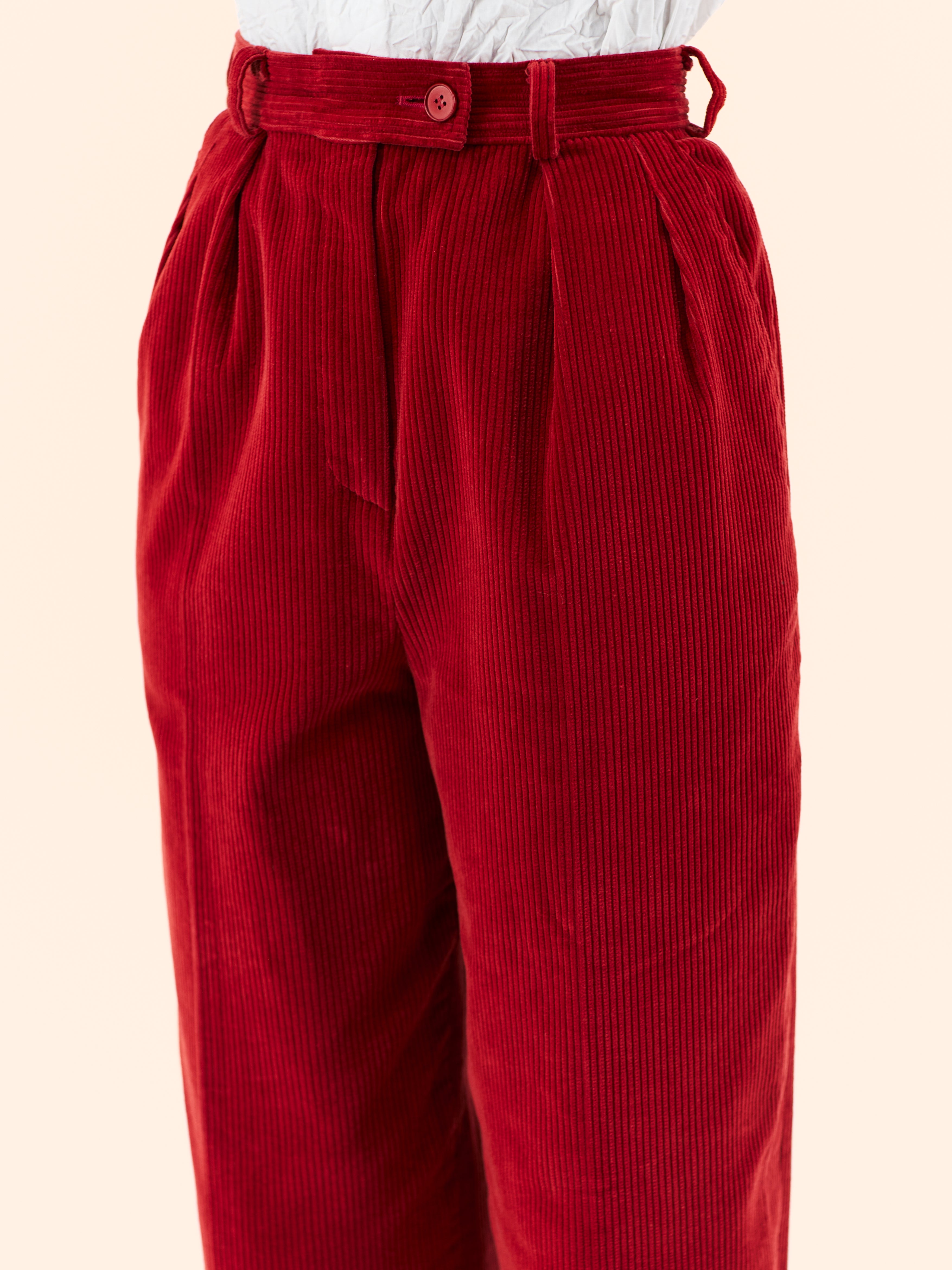 1980'S YVES SAINT LAURENT HIGH WAISTED CORDUROY TROUSERS