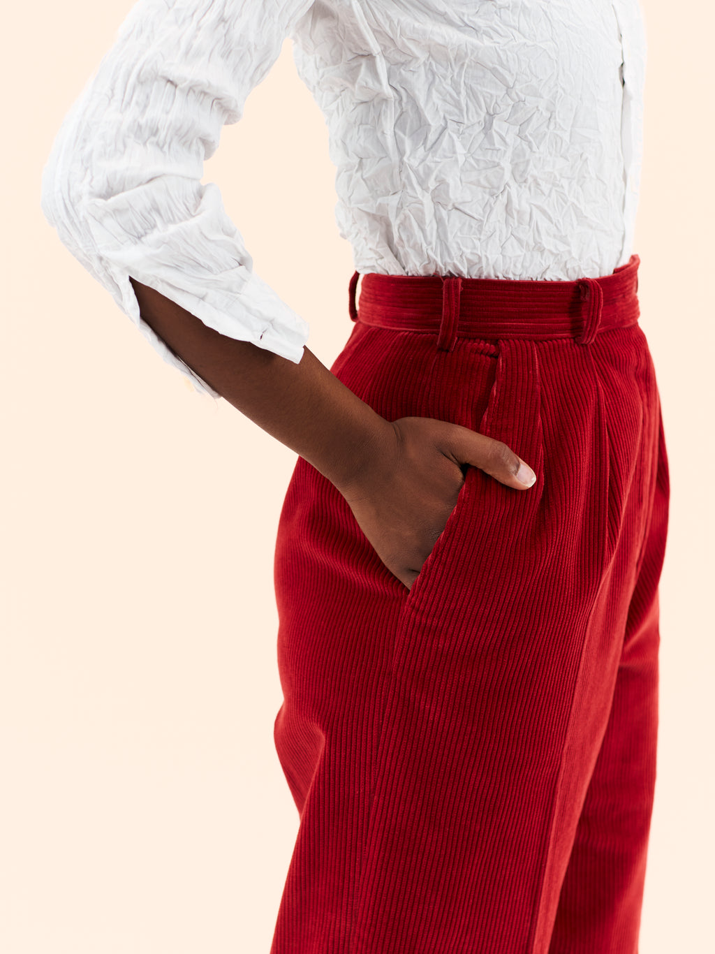 1980'S YVES SAINT LAURENT HIGH WAISTED CORDUROY TROUSERS