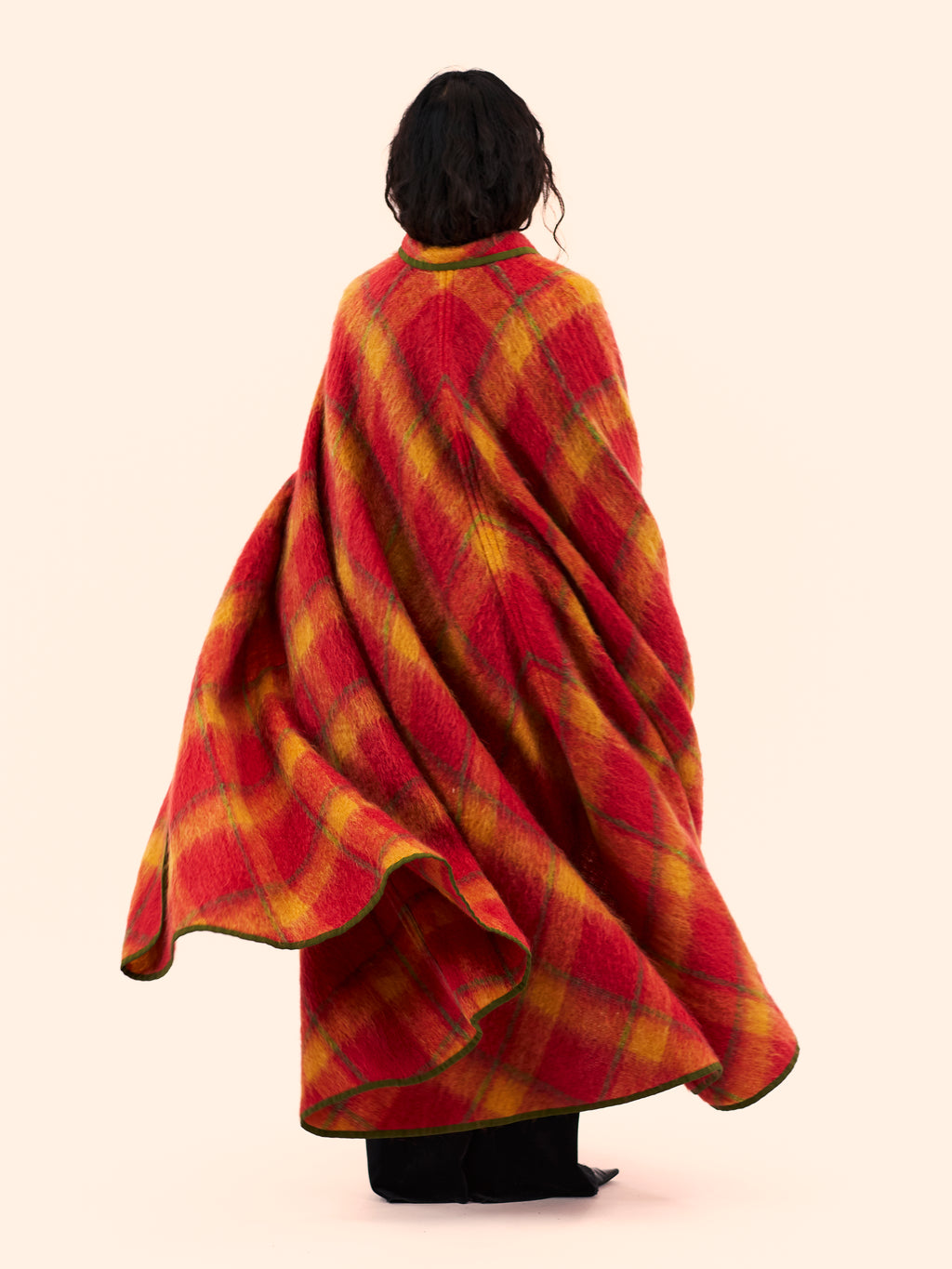 1968 LANVIN PLAID MOHAIR CAPE