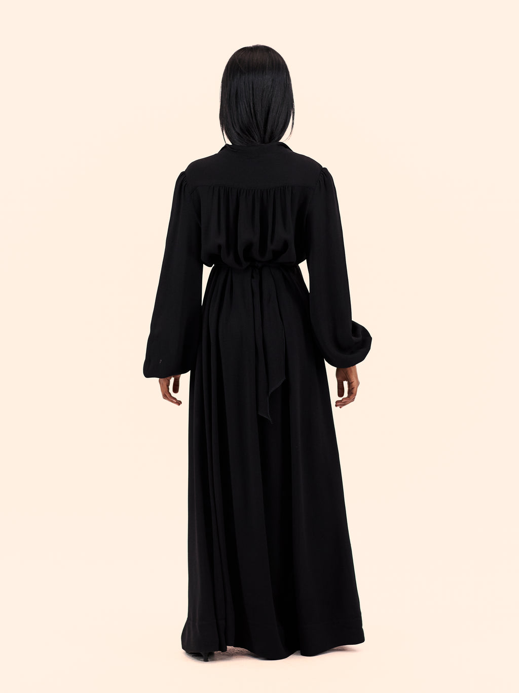 1970'S OSSIE CLARK FOR RADLEY BLACK MAXI DRESS