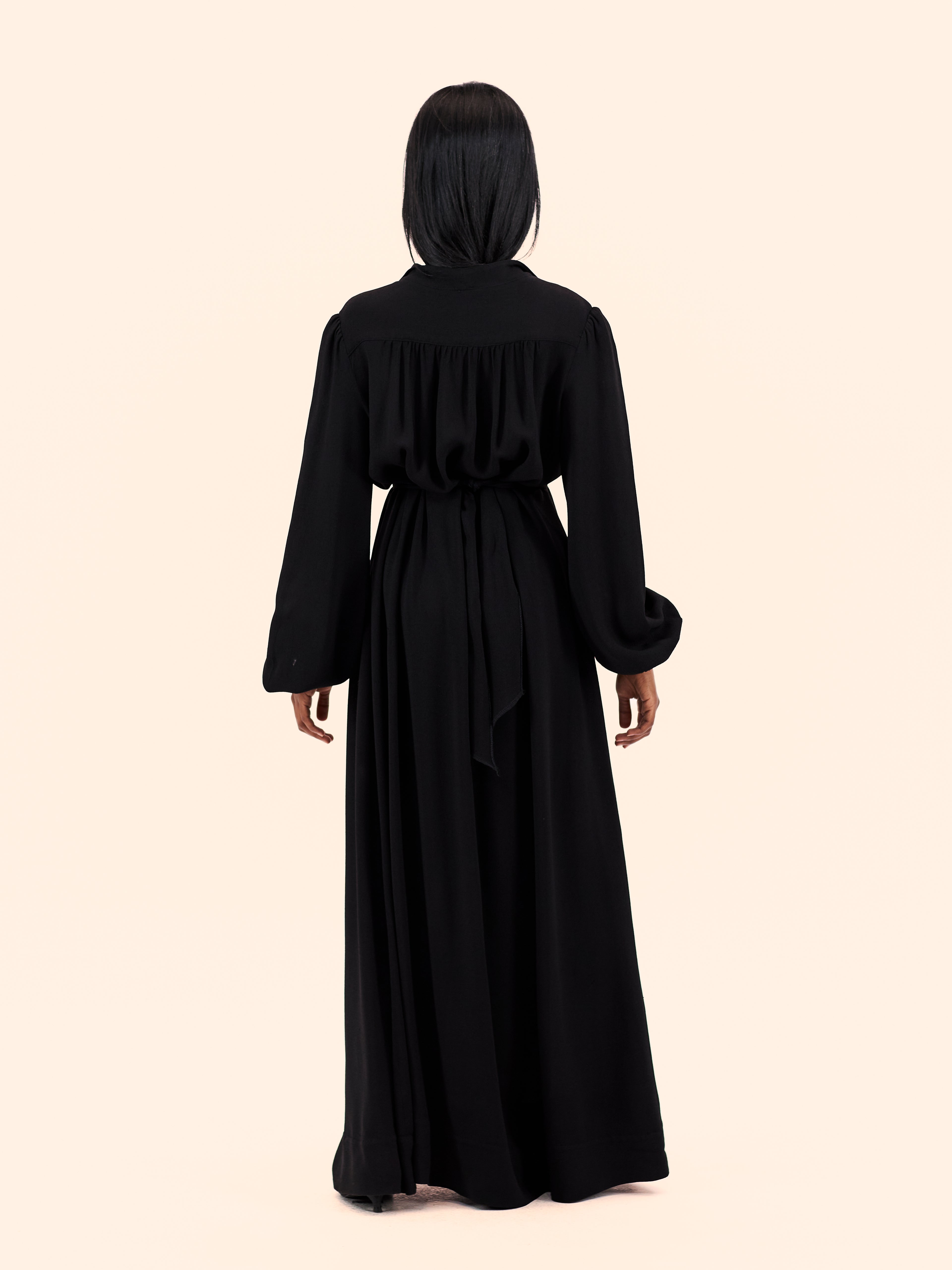 1970'S OSSIE CLARK FOR RADLEY BLACK MAXI DRESS