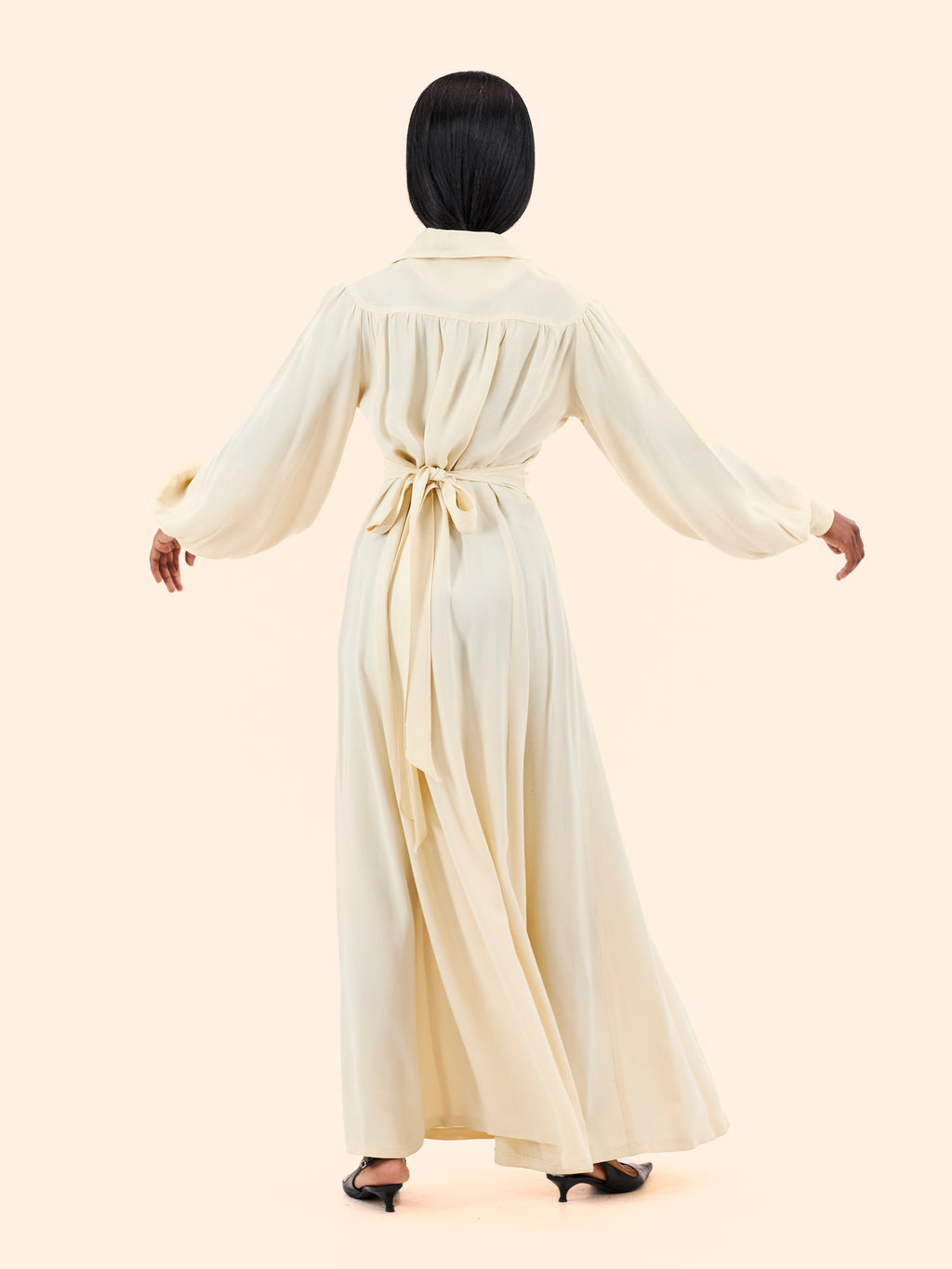 1970'S OSSIE CLARK FOR RADLEY CREPE MAXI DRESS