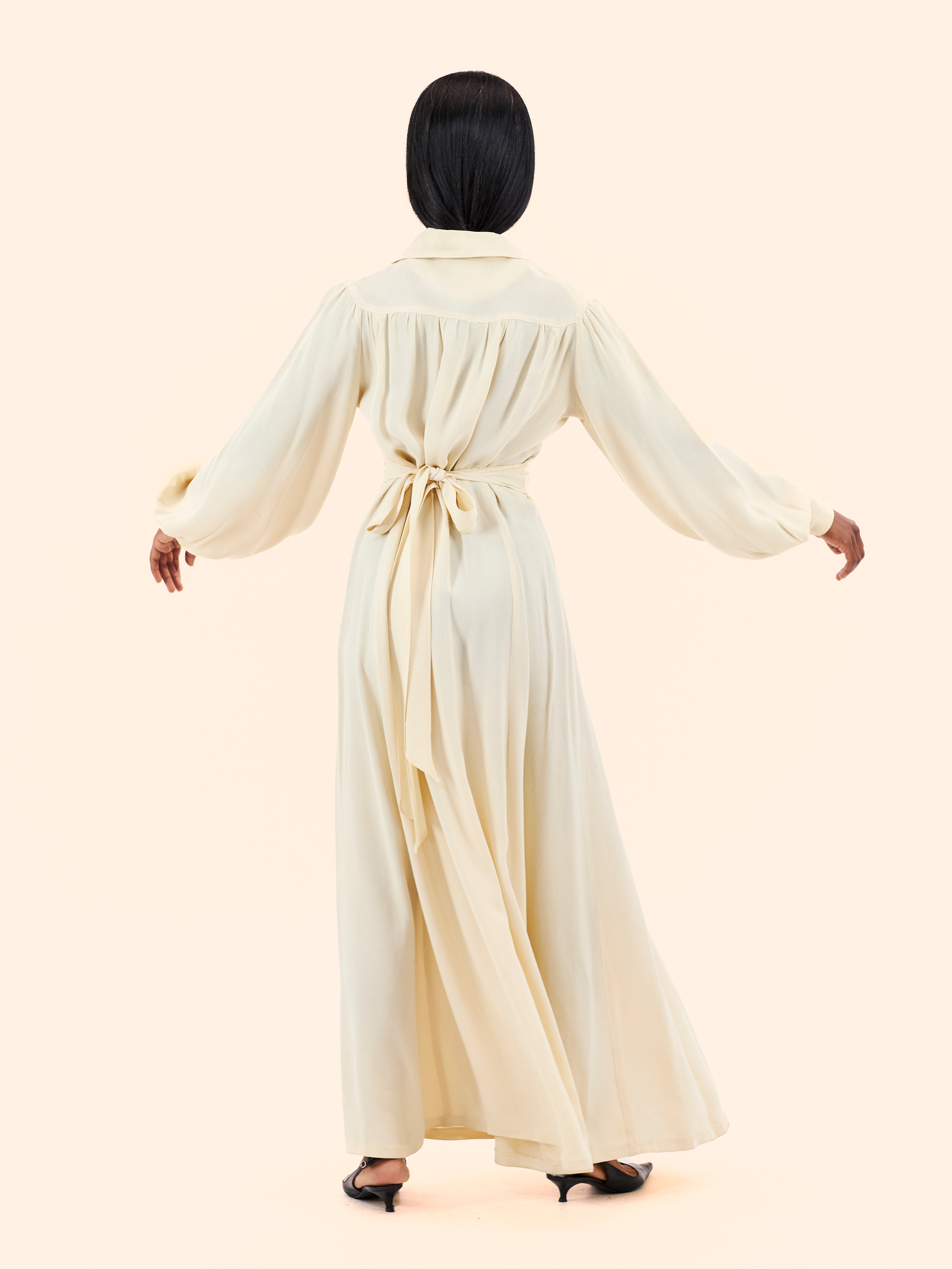 1970'S OSSIE CLARK FOR RADLEY CREPE MAXI DRESS
