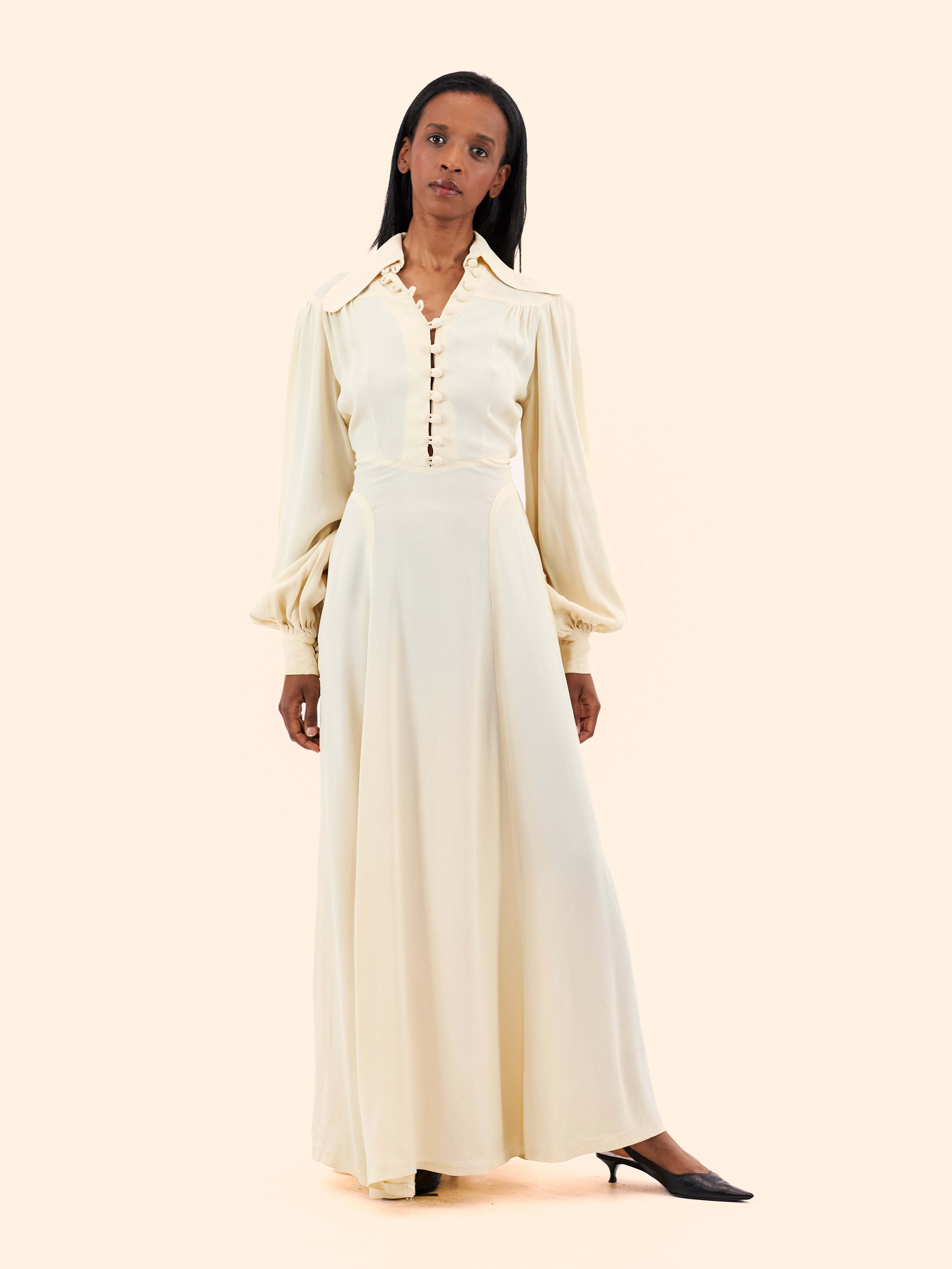 1970'S OSSIE CLARK FOR RADLEY CREPE MAXI DRESS